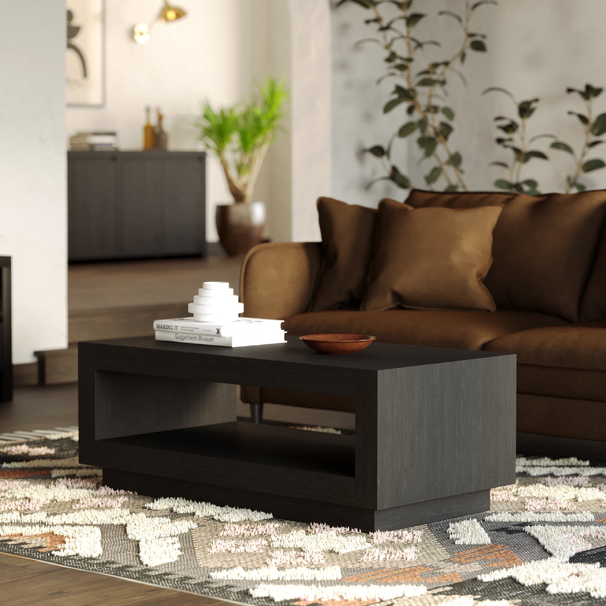 Artemis Contemporary Wooden Coffee Table in Refined Black Finish in Accent Tables by Maven Lane