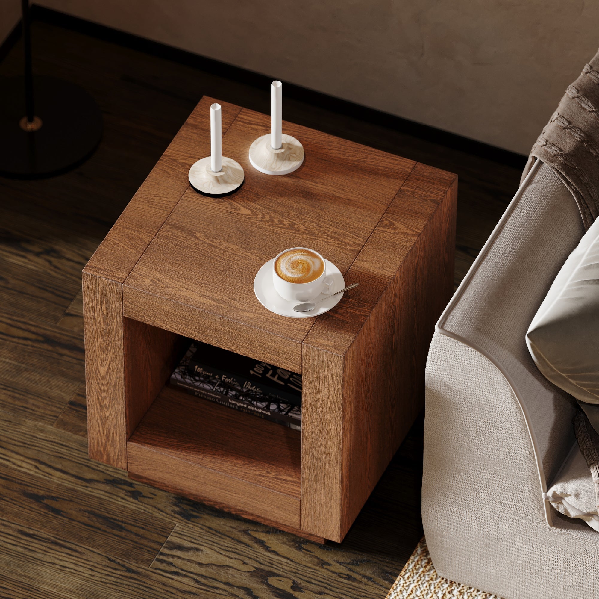 Artemis Contemporary Wooden Side Table in Refined Brown Finish in Side Table by Maven Lane