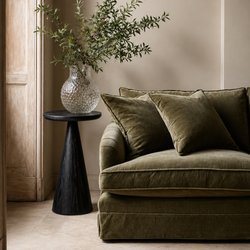 Owen Rustic Wooden Drink Table in Black Finish in Accent Tables by Maven Lane