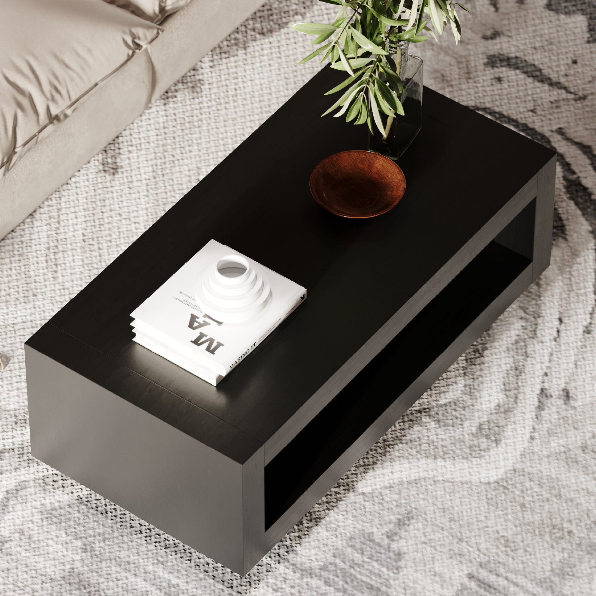 Artemis Contemporary Wooden Coffee Table in Refined Black Finish in Accent Tables by Maven Lane