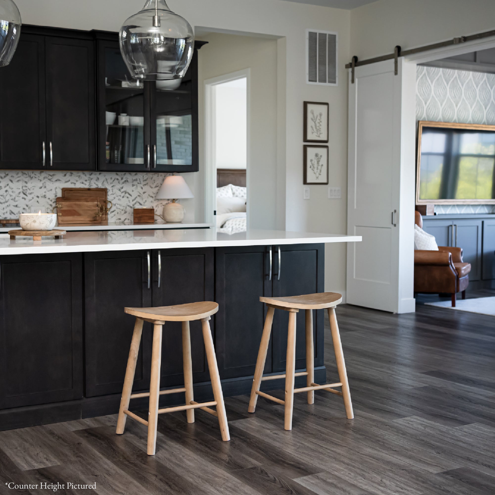 30" Luna Bar Stool in Oak Wood Finish in Stools by Maven Lane