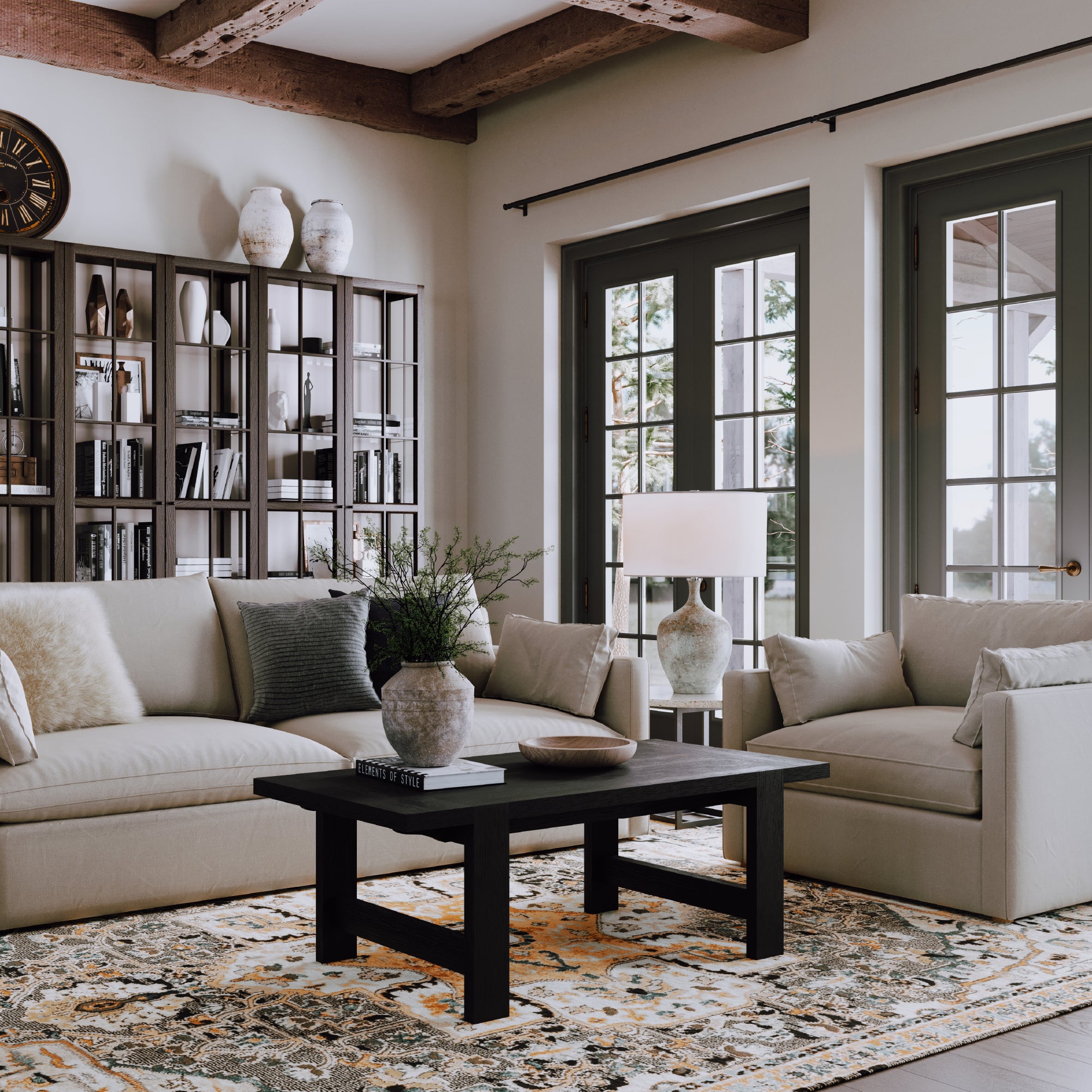 Angelo Rustic Rectangular Wooden Coffee Table In Aged Black in Maven Lane by Maven Lane