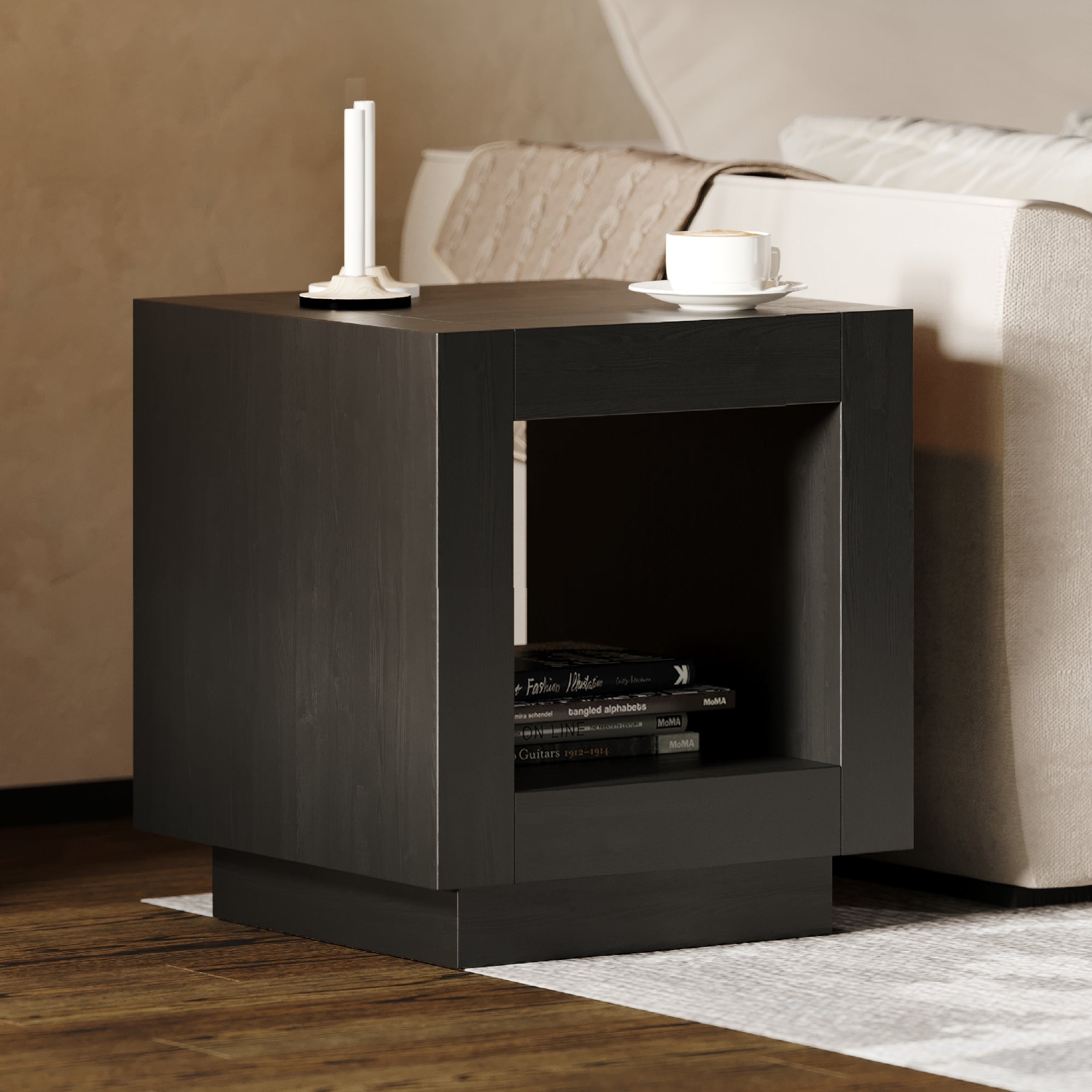 Artemis Contemporary Wooden Side Table in Refined Black Finish