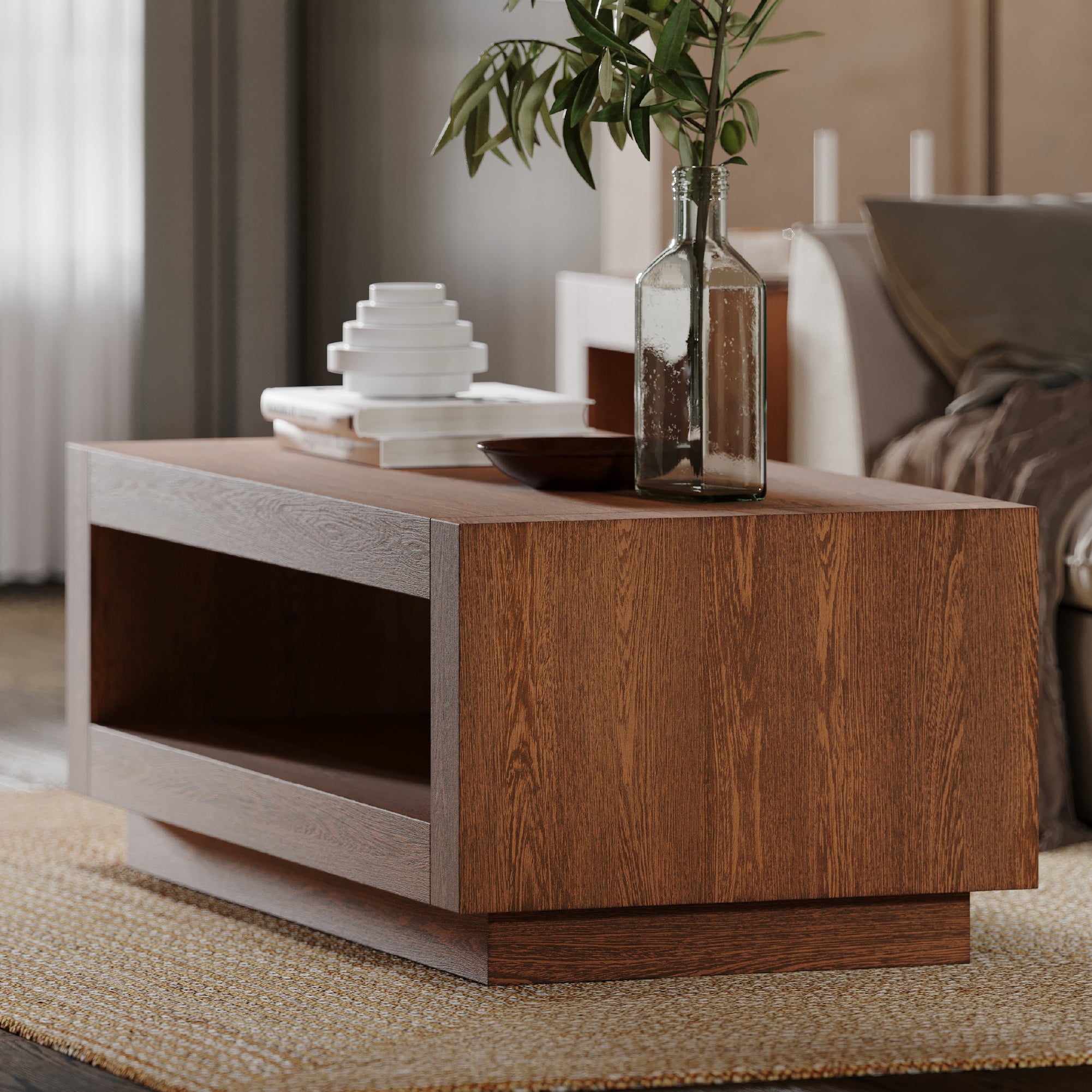 Artemis Contemporary Wooden Coffee Table in Refined Brown Finish