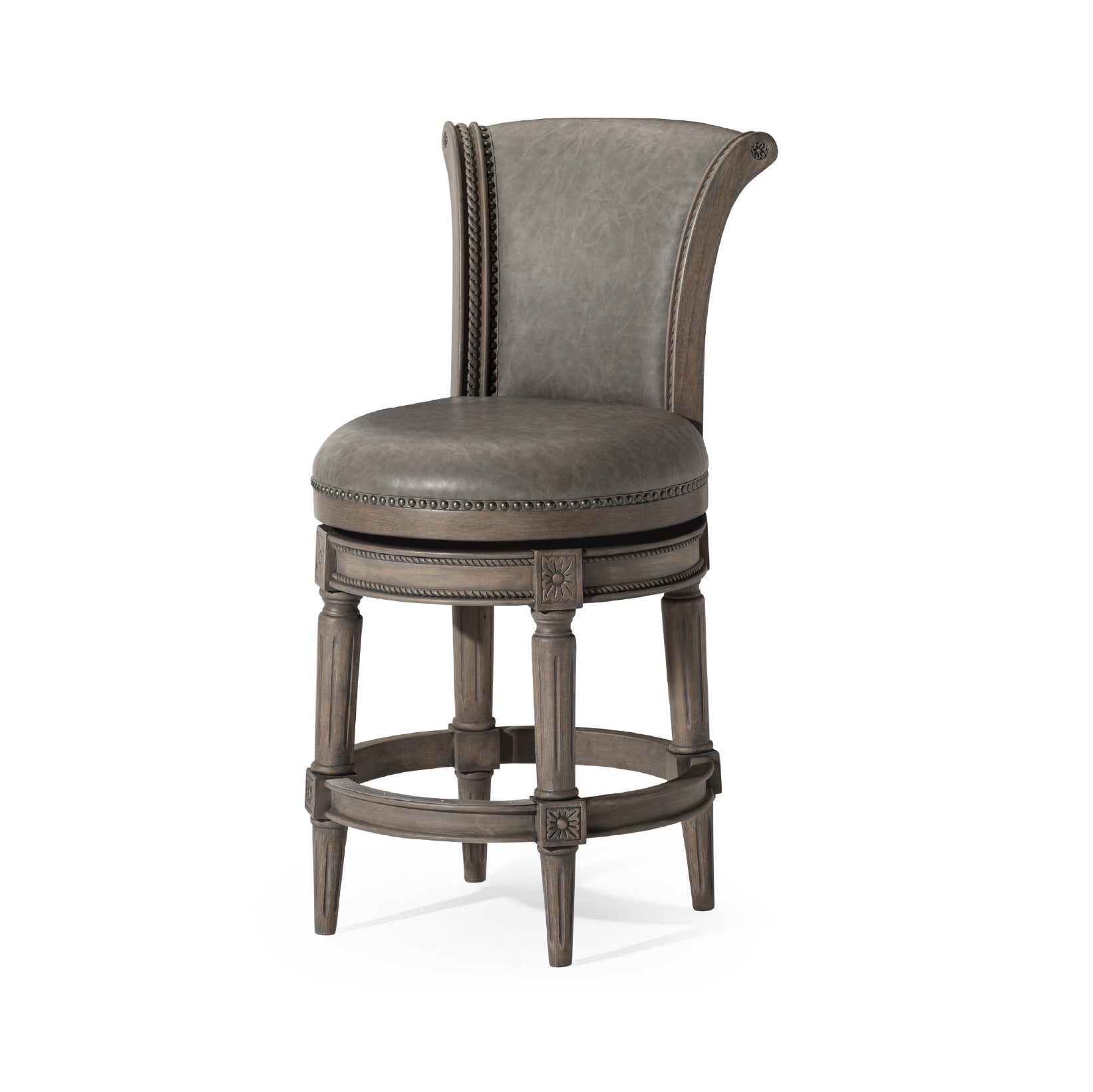 26" Pullman Counter Stool in Reclaimed Oak Finish with Ronan Stone Vegan Leather in Stools by Maven Lane