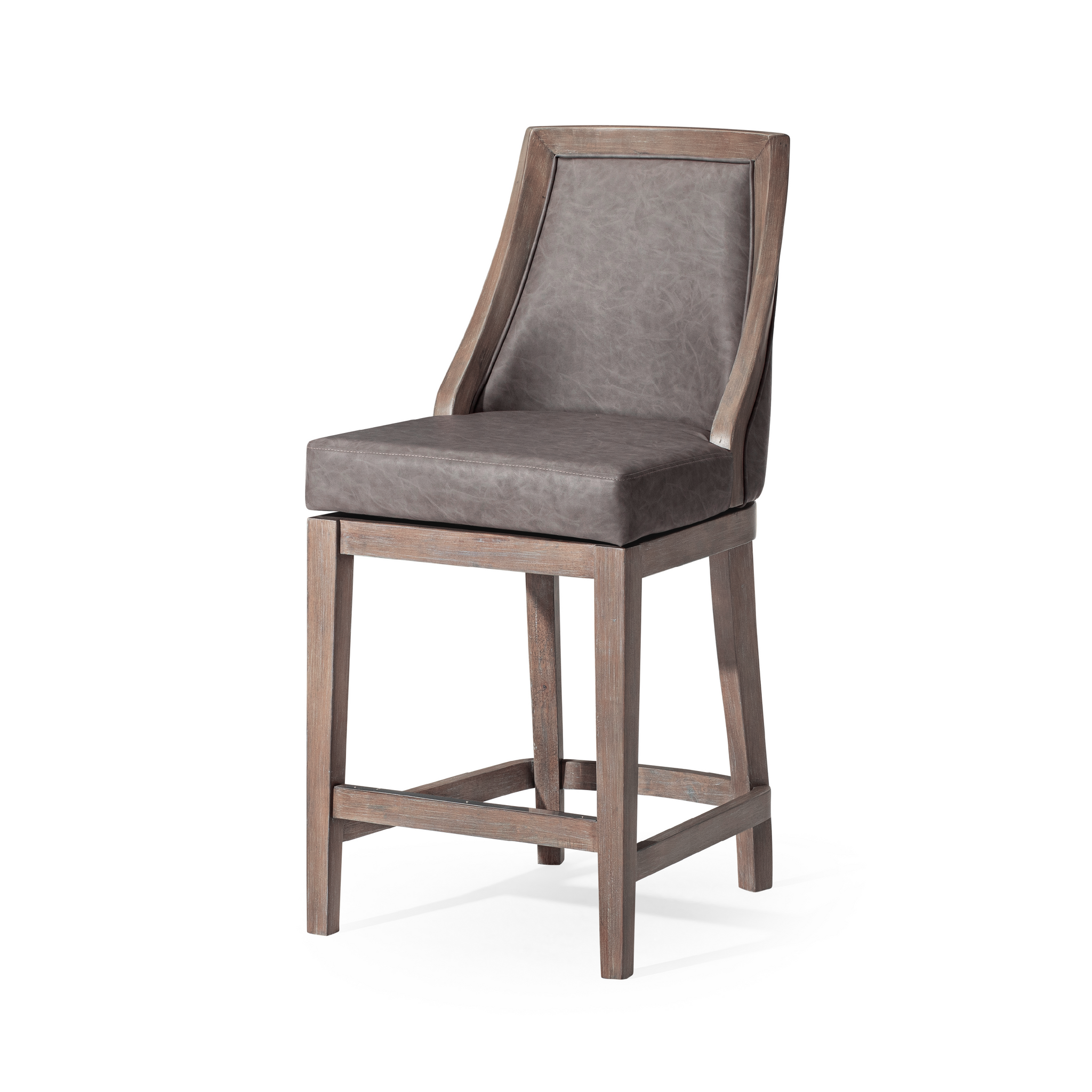 Vienna Swivel Counter Stool in Grey Finish with Grey Faux Leather in Stools by Maven Lane