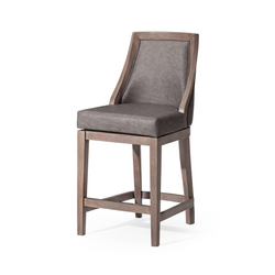 Vienna Swivel Counter Stool in Grey Finish with Grey Faux Leather in Stools by Maven Lane