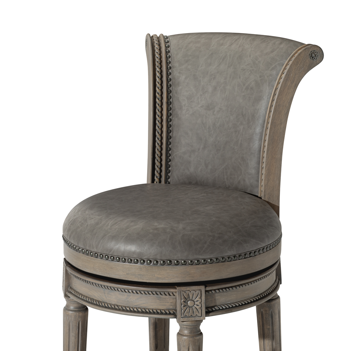 Pullman Counter Stool in Grey Finish with Grey Faux Leather in Stools by Maven Lane