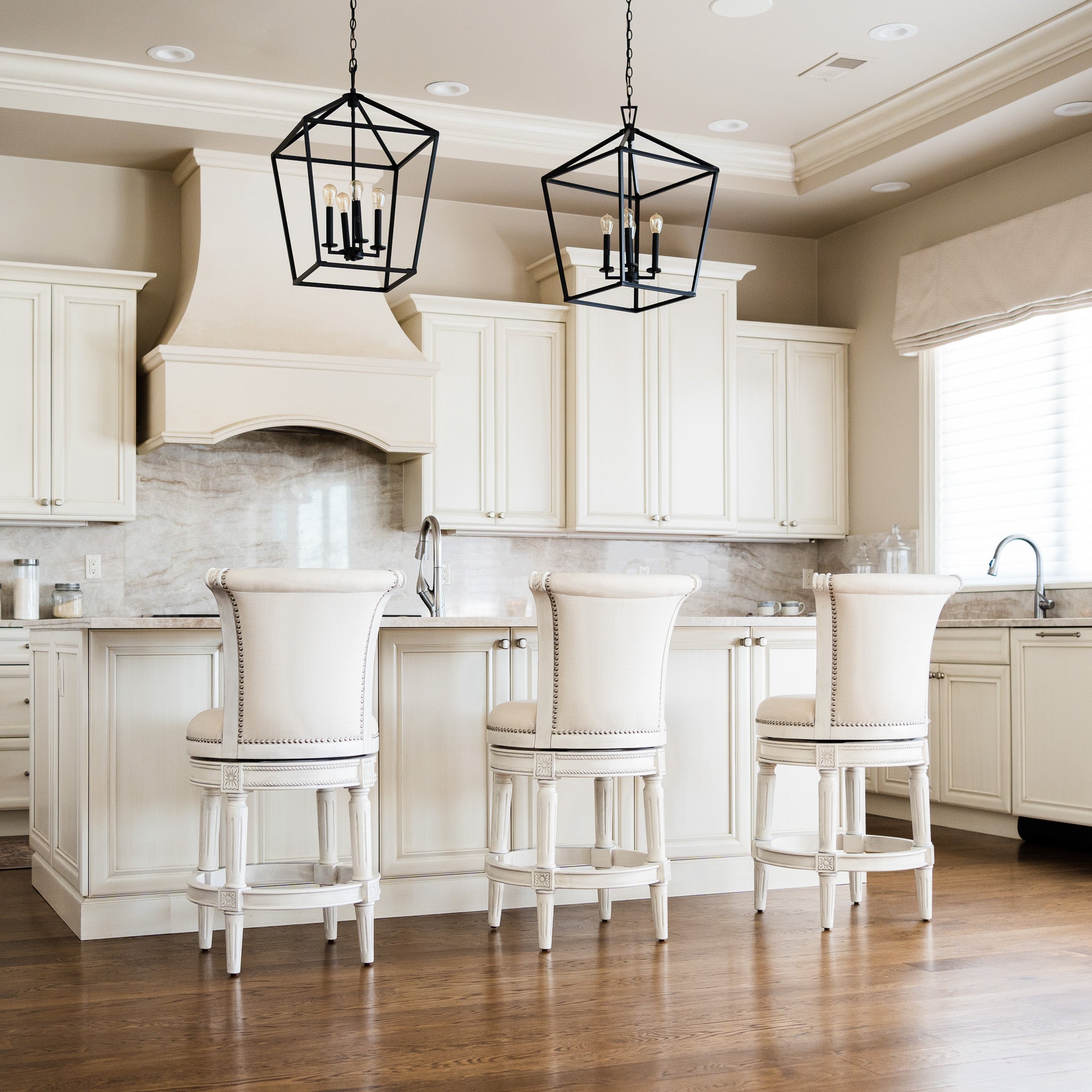 Pullman Bar Stool in White Oak Finish with Natural Fabric Upholstery in Stools by Maven Lane