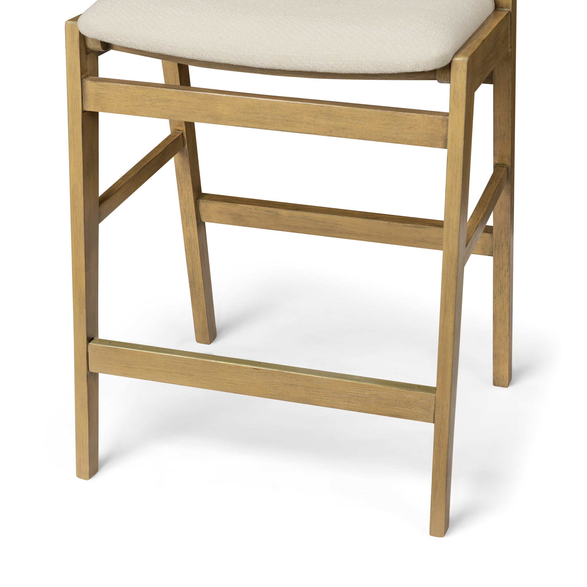 Harbor Counter Stool in Aged Natural with Light Beige Fabric Upholstery in Maven Lane by Maven Lane
