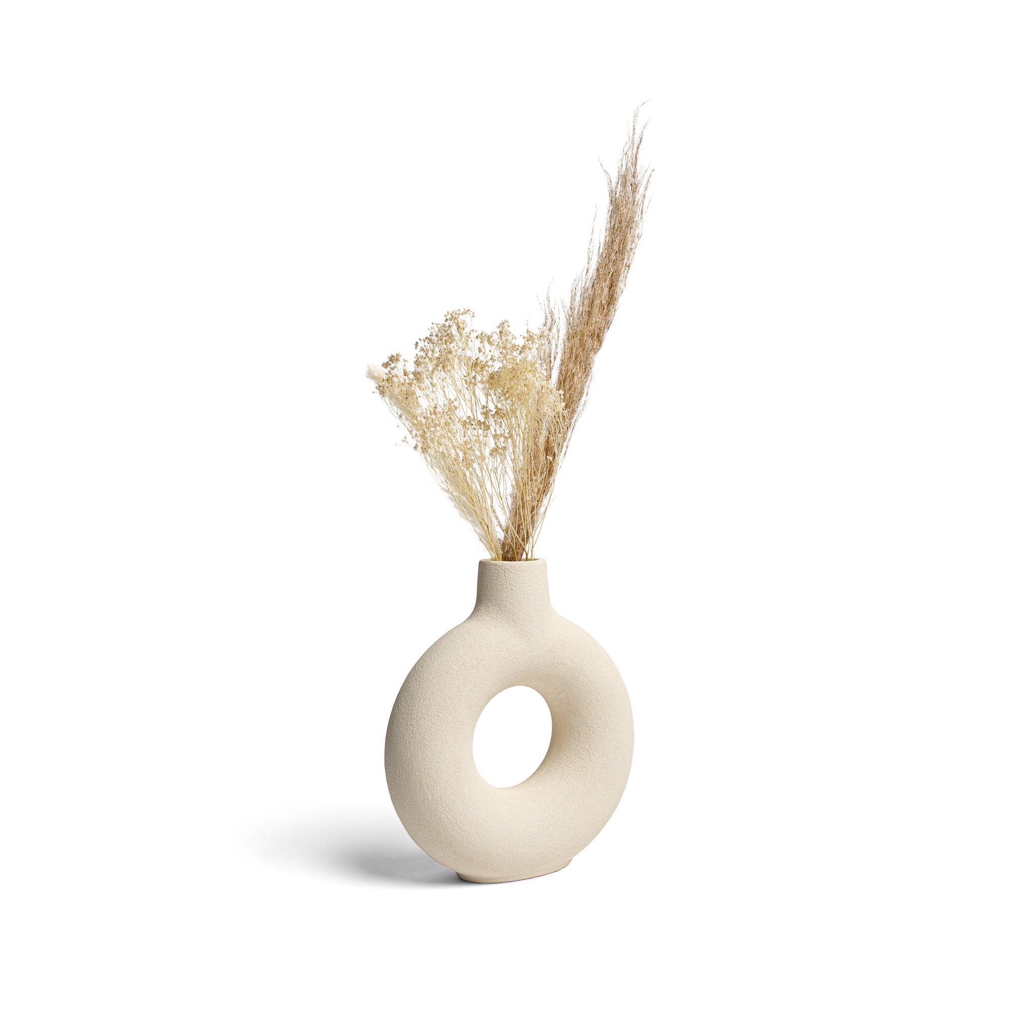 Oona Decorative Modern Medium Ring Vase in White in Decorative by Maven Lane