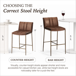 Gerard Counter Stool in Aged Gold Finish with Brown Faux Leather in Stools by Maven Lane