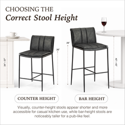 Gerard Counter Stool in Black Finish with Dark Grey Faux Leather in Stools by Maven Lane