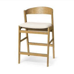 Harbor Counter Stool in Aged Natural with Light Beige Fabric Upholstery