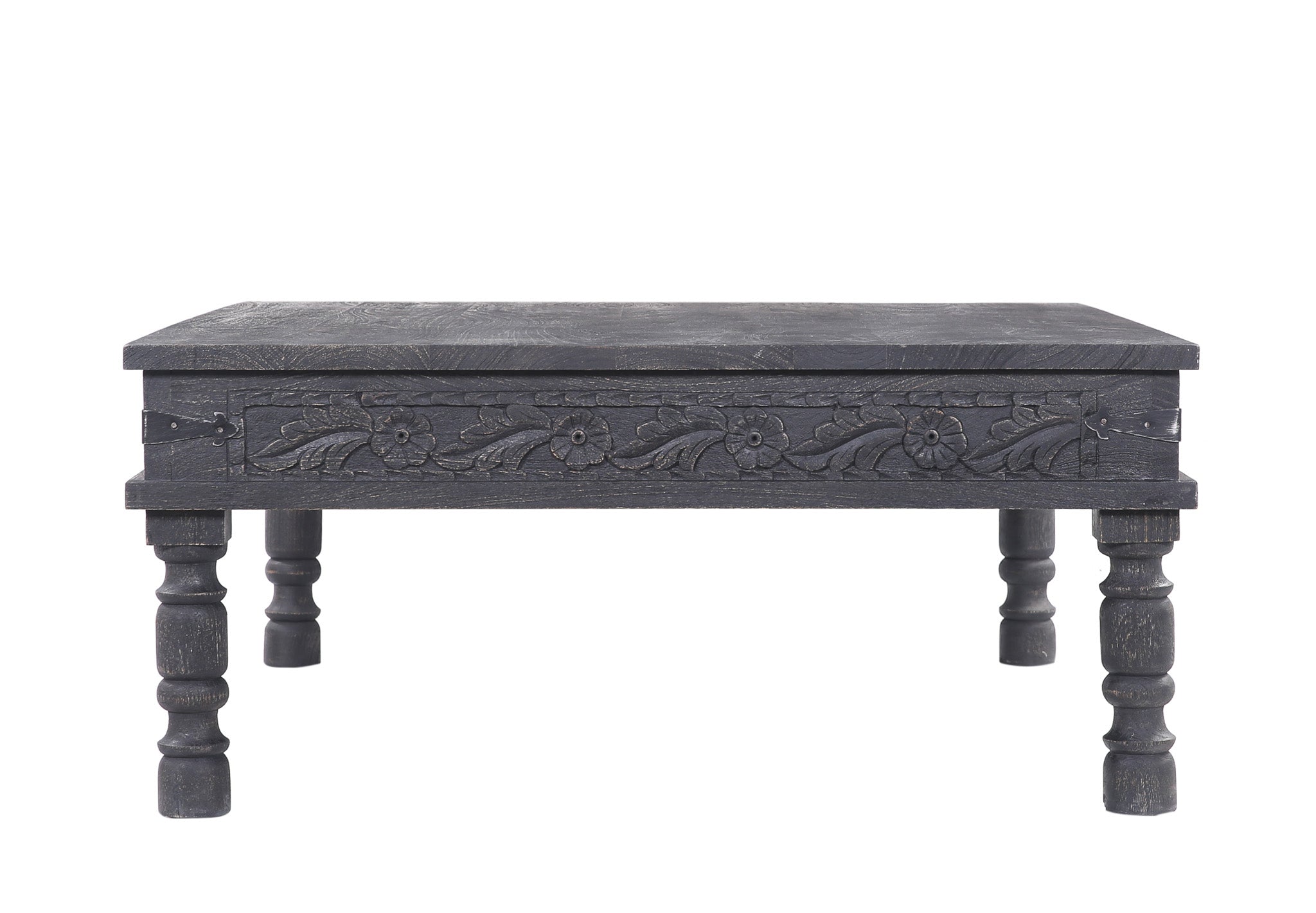 Emin Nomad Wooden Rectangular Coffee Table in Distressed Black Finish in Accent Tables by VMInnovations