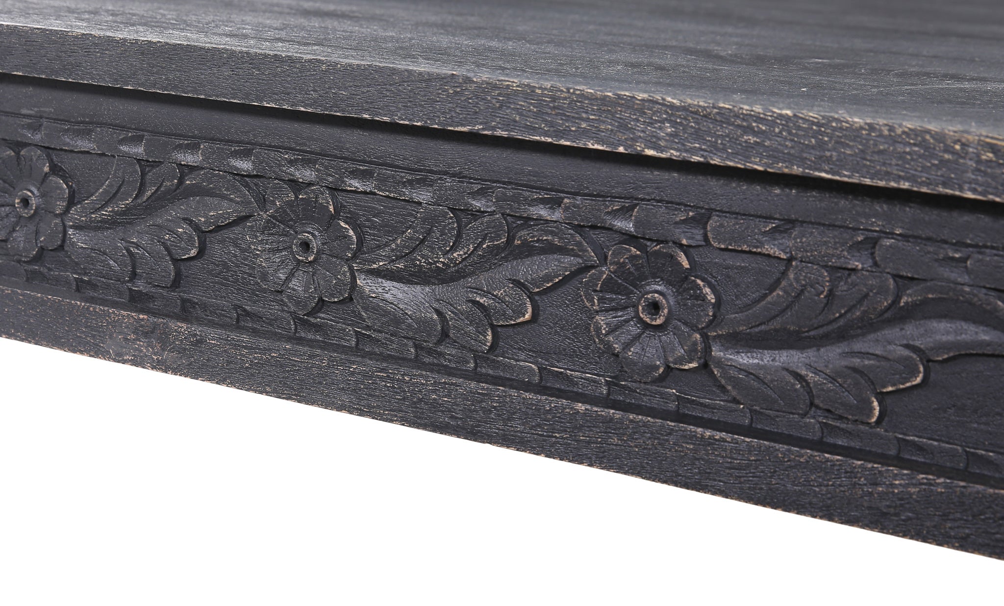 Emin Nomad Wooden Rectangular Coffee Table in Distressed Black Finish in Accent Tables by VMInnovations