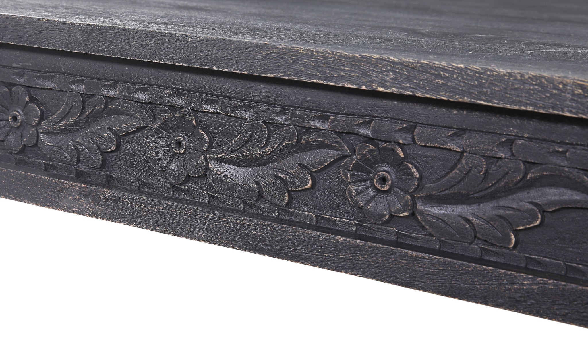 Emin Nomad Wooden Rectangular Coffee Table in Distressed Black Finish in Accent Tables by Maven Lane