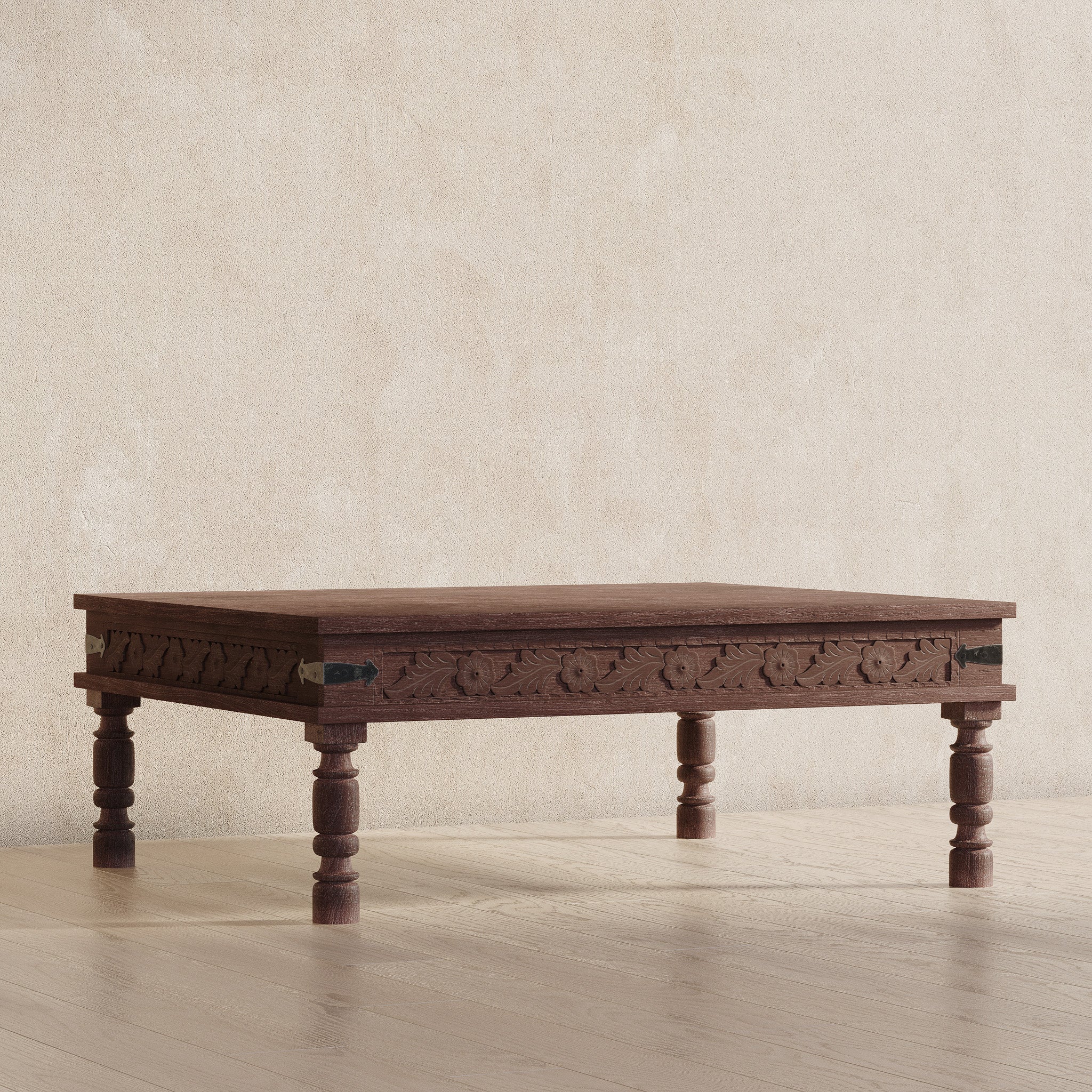 Emin Nomad Wooden Rectangular Coffee Table in Distressed Brown Finish in Accent Tables by Maven Lane