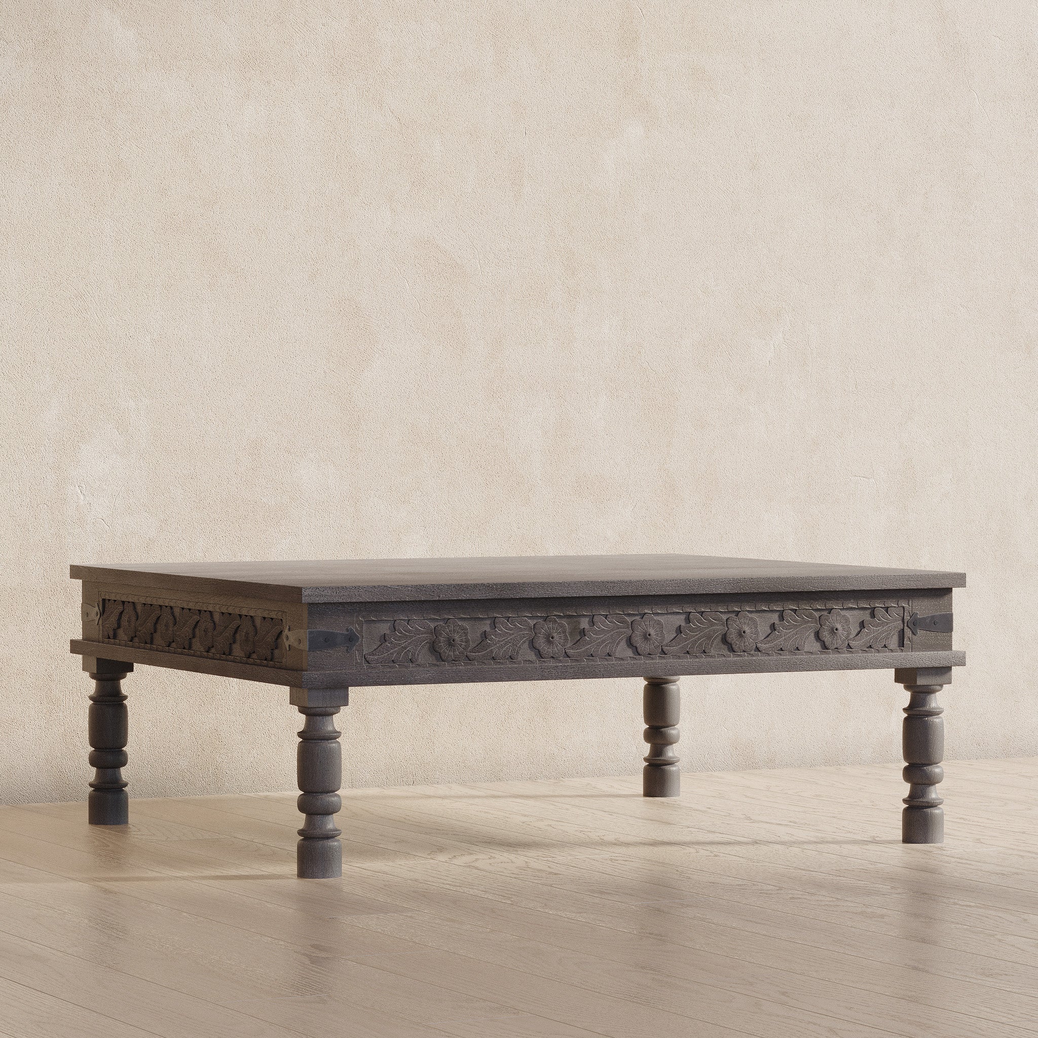 Emin Nomad Wooden Rectangular Coffee Table in Distressed Grey Finish in Accent Tables by VMInnovations