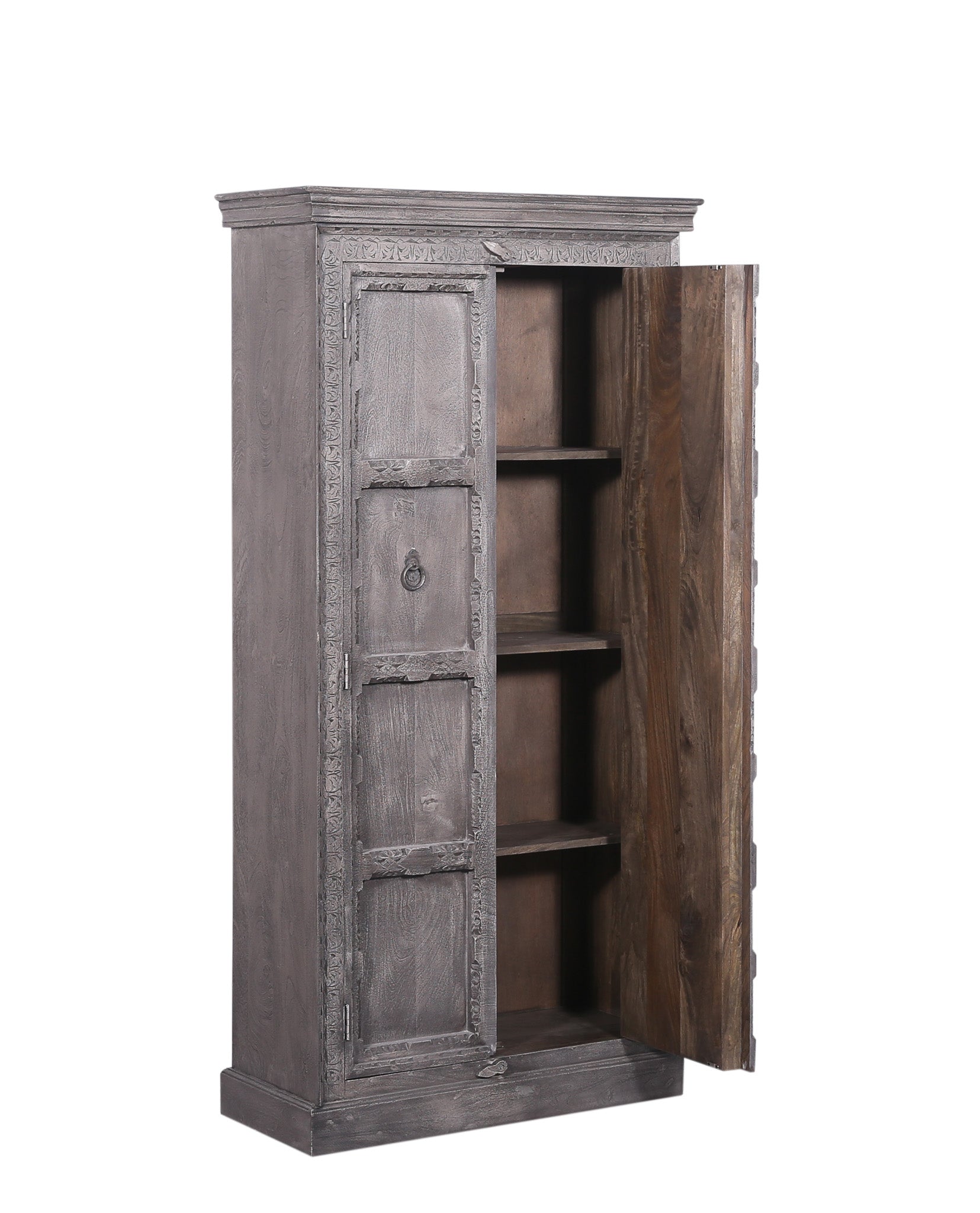 Mahala Nomad Wooden Cabinet in Distressed Grey Finish in Cabinets by VMInnovations