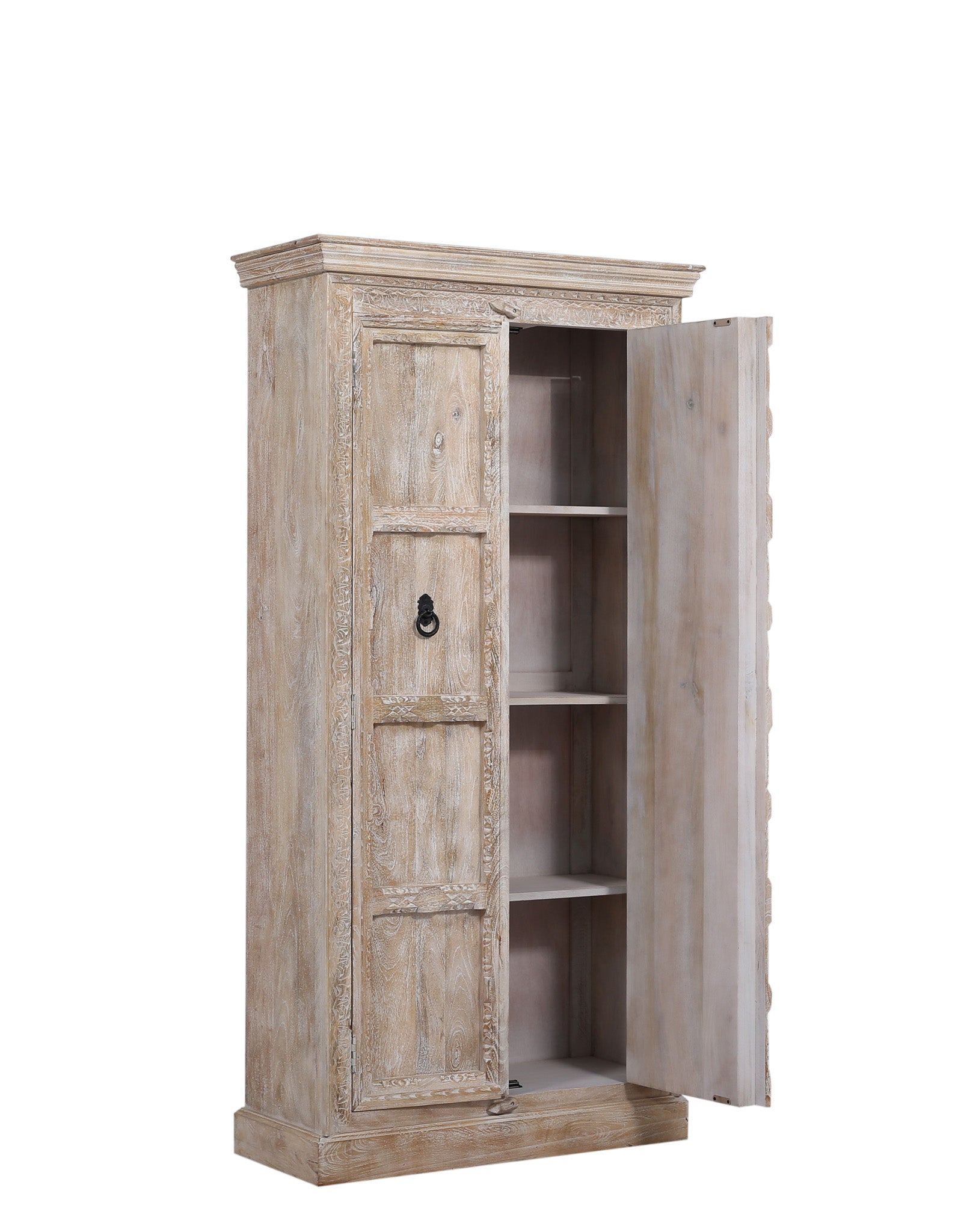 Mahala Nomad Wooden Cabinet in Distressed Natural Finish in Cabinets by Maven Lane