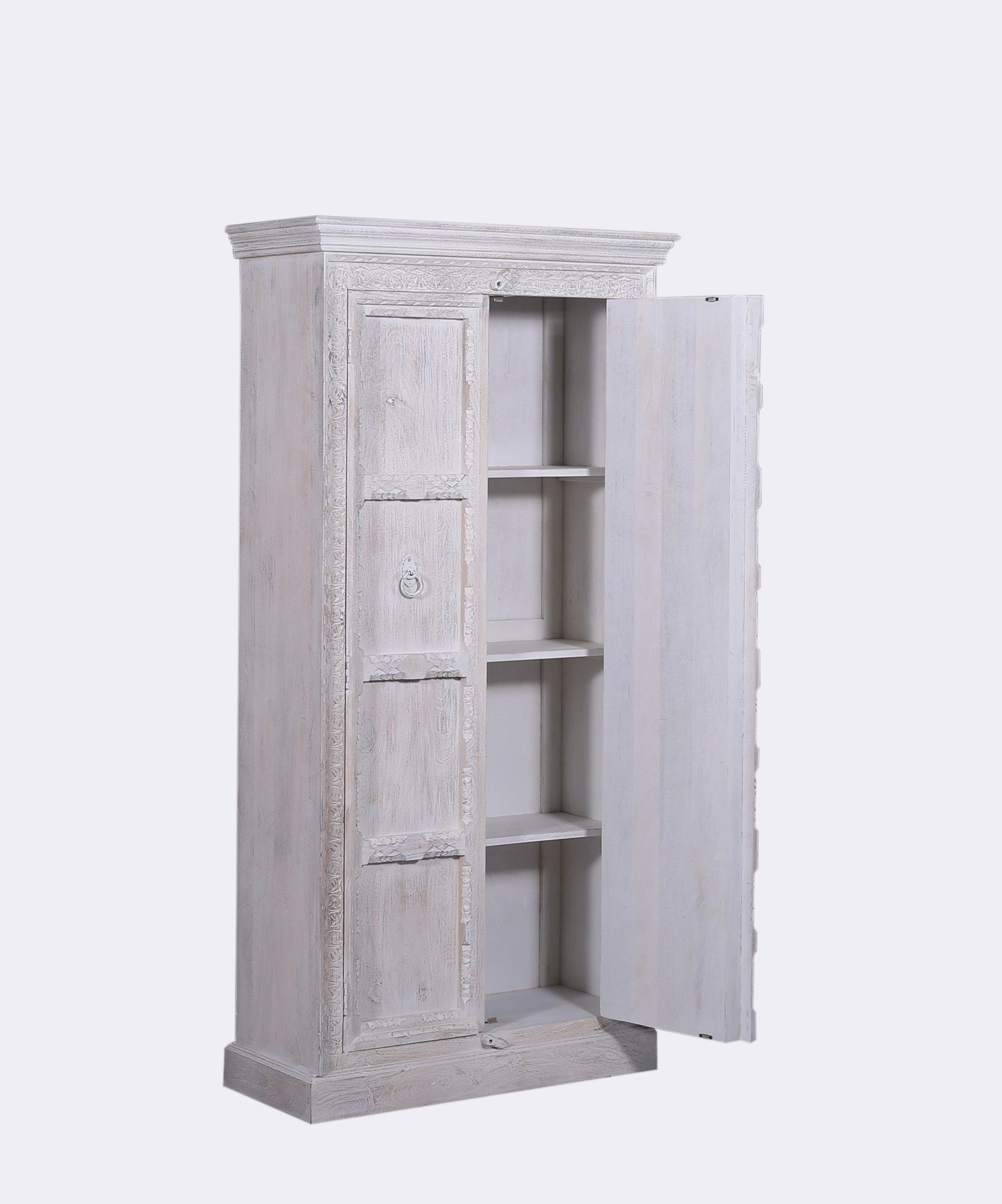 Mahala Nomad Wooden Cabinet in Distressed White Finish in Cabinets by VMInnovations