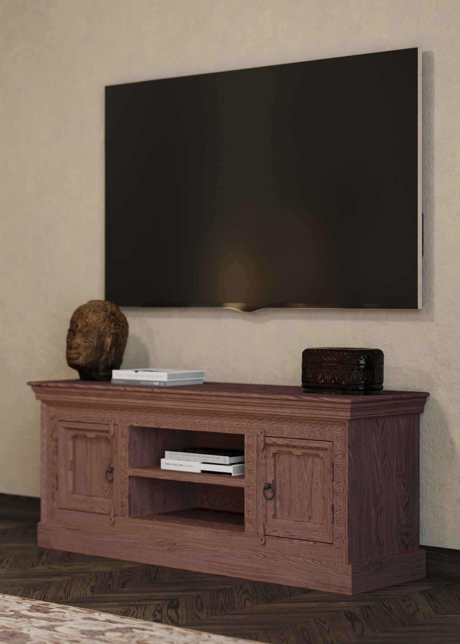 Mahala Nomad Wooden Media Unit in Distressed Brown Finish in Media Units by VMI