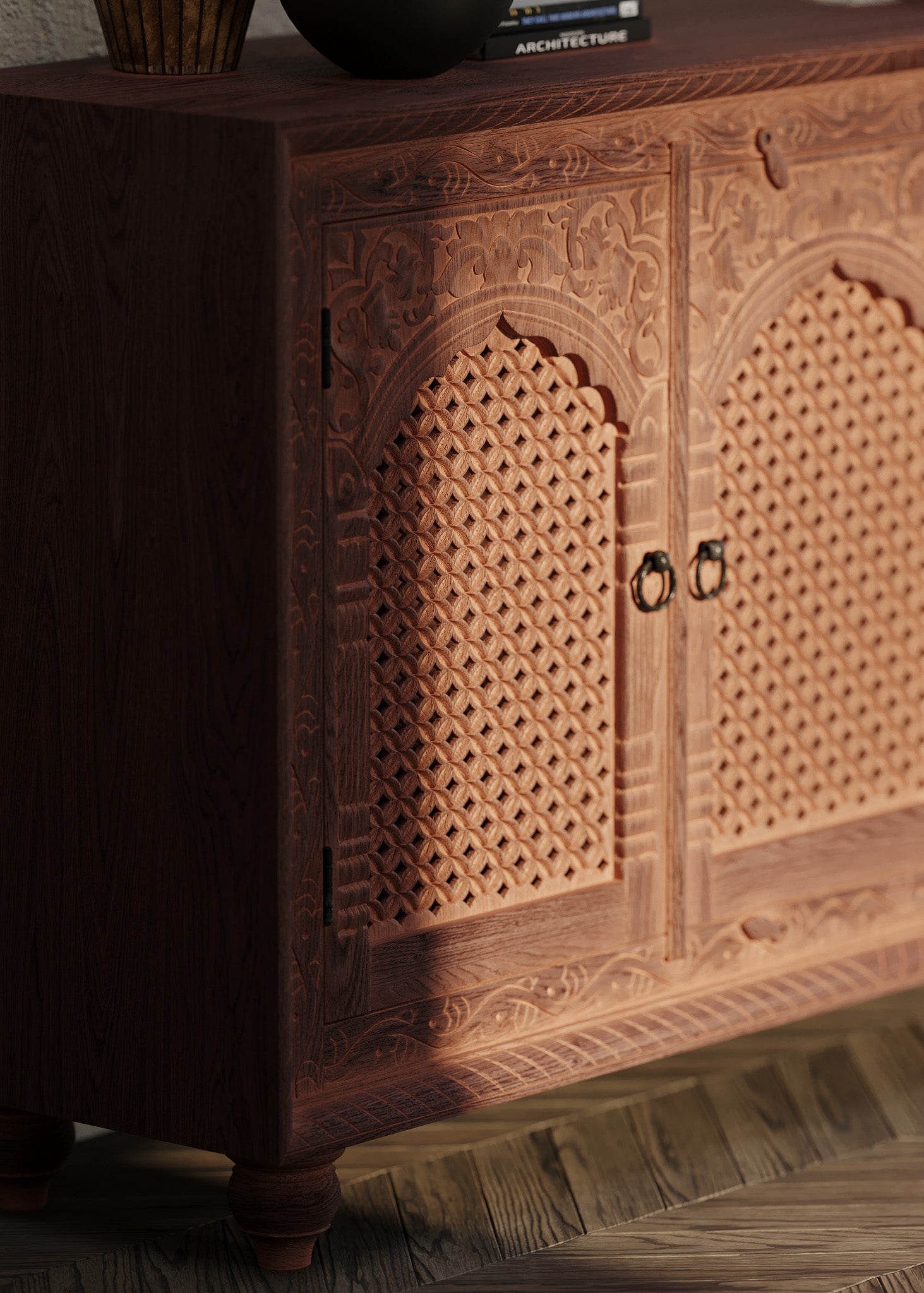 Patrin Nomad Wooden Sideboard in Distressed Brown Finish in Cabinets by Maven Lane