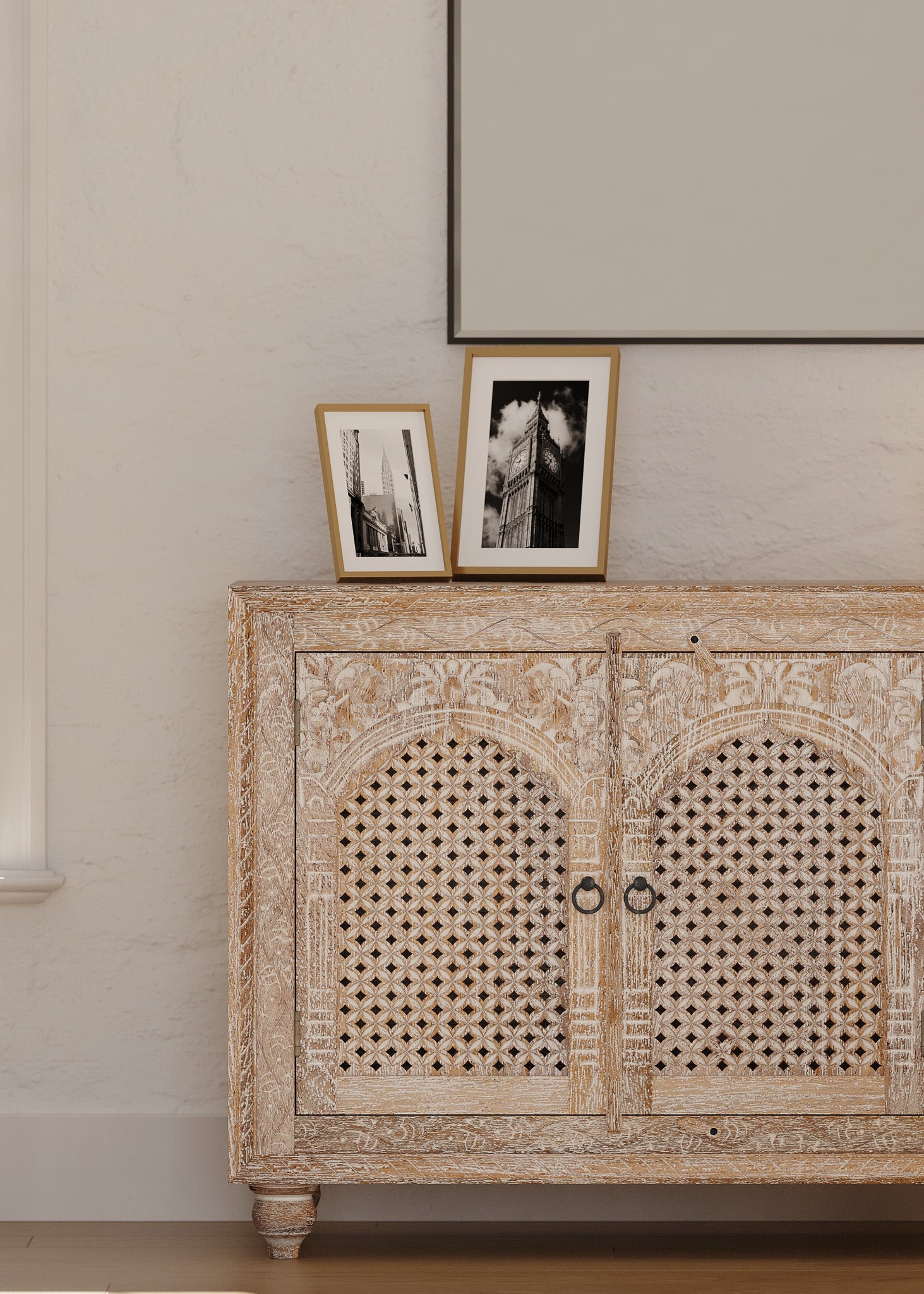 Patrin Nomad Wooden Sideboard in Distressed Natural Finish in Cabinets by VMI