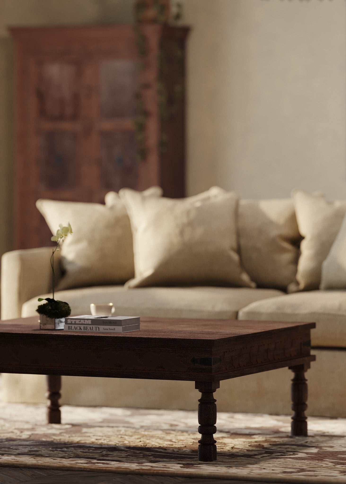 Emin Nomad Wooden Rectangular Coffee Table in Distressed Brown Finish in Accent Tables by Maven Lane