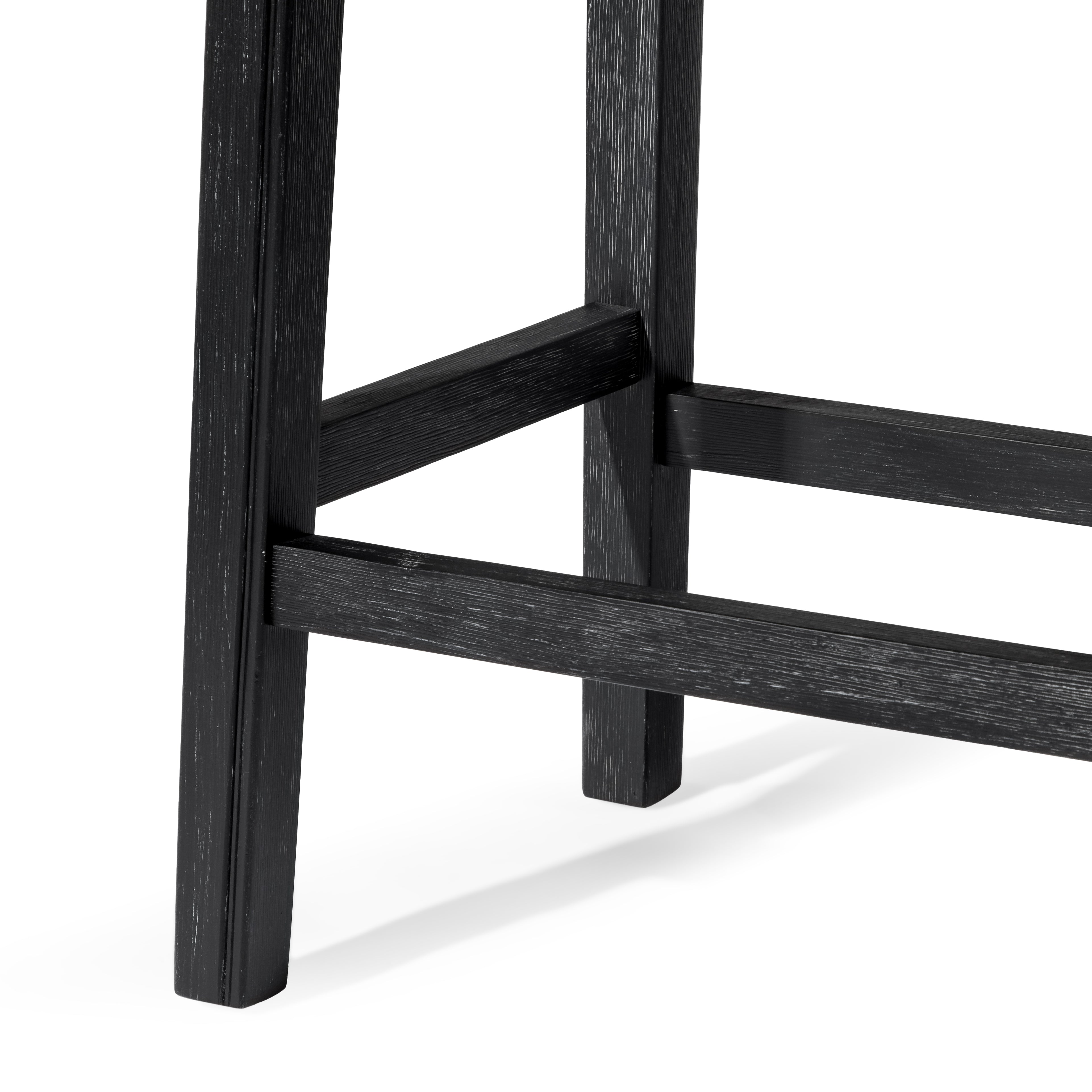 Adrien Saddle Counter Height Kitchen Stool - Aged Black Finish With Charcoal Black Vegan Leather in Stools by Maven Lane