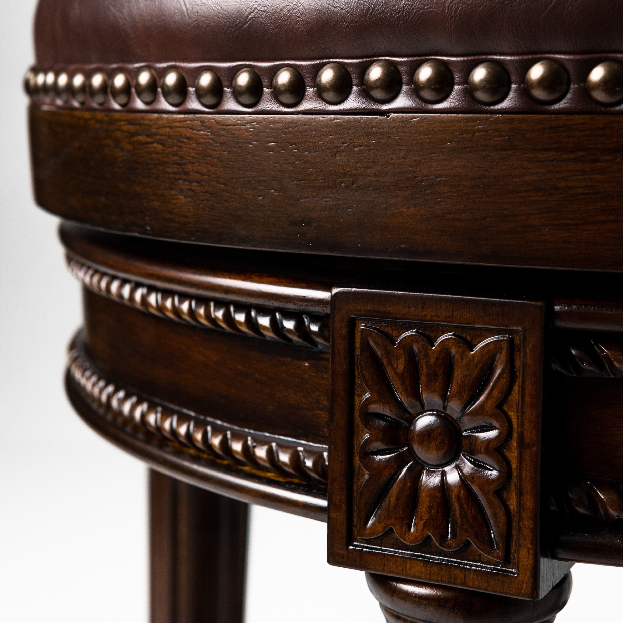 Pullman Counter Stool in Dark Brown Finish with Brown Faux Leather in Stools by Maven Lane