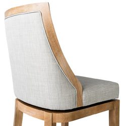 Vienna Swivel Counter Stool in Light Brown Finish with Natural Fabric in Stools by Maven Lane