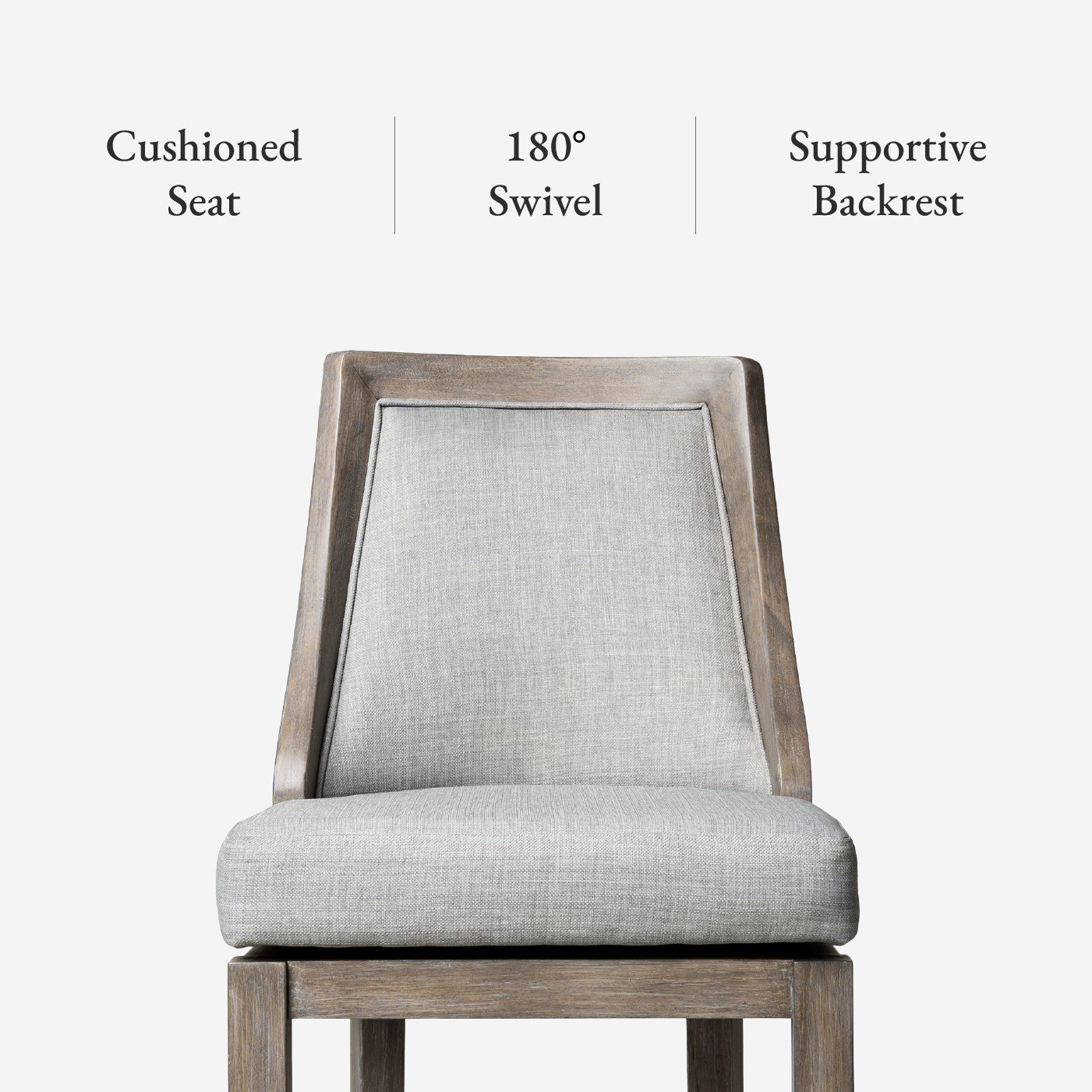 Vienna Swivel Counter Stool in Grey Finish with Grey Fabric in Stools by Maven Lane