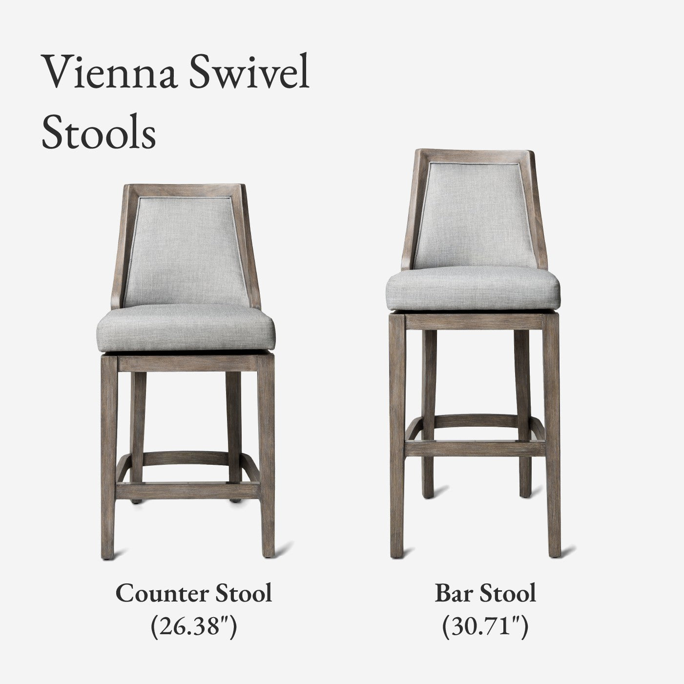 26" Vienna Swivel Counter Stool in Grey Finish with Grey Fabric (Set of 4) in Stools by Maven Lane