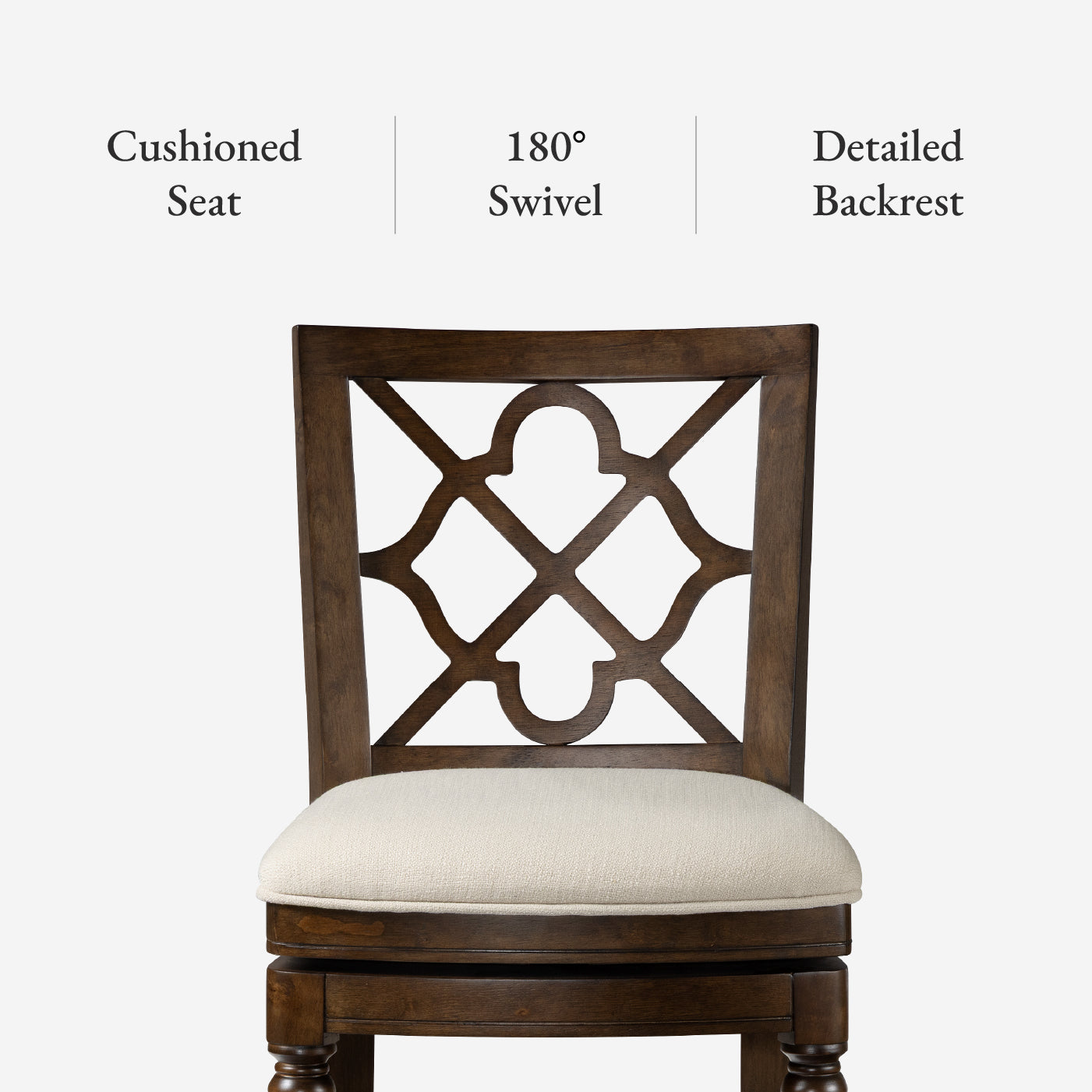 26" Highland Counter Stool in Brown Finish and Beige Fabric in by Maven Lane