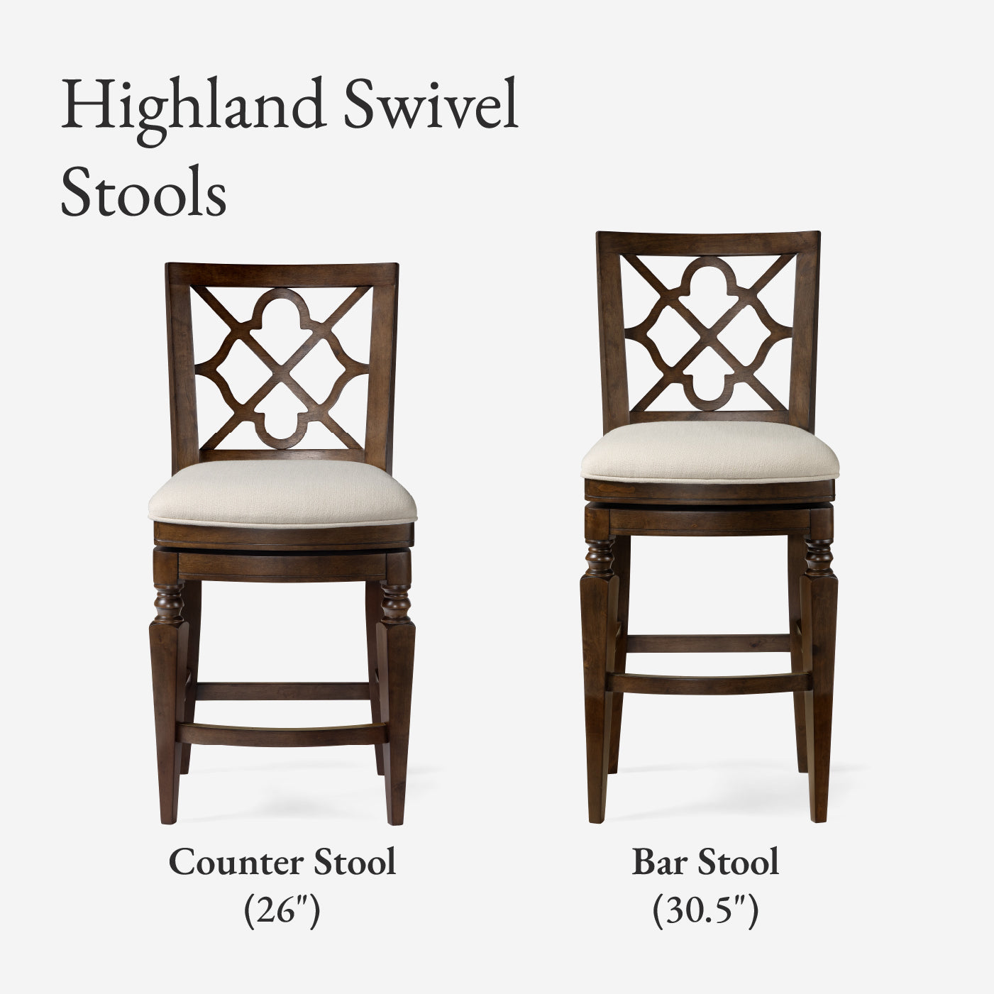 31" Highland Bar Stool in Brown Finish and Beige Fabric in by Maven Lane