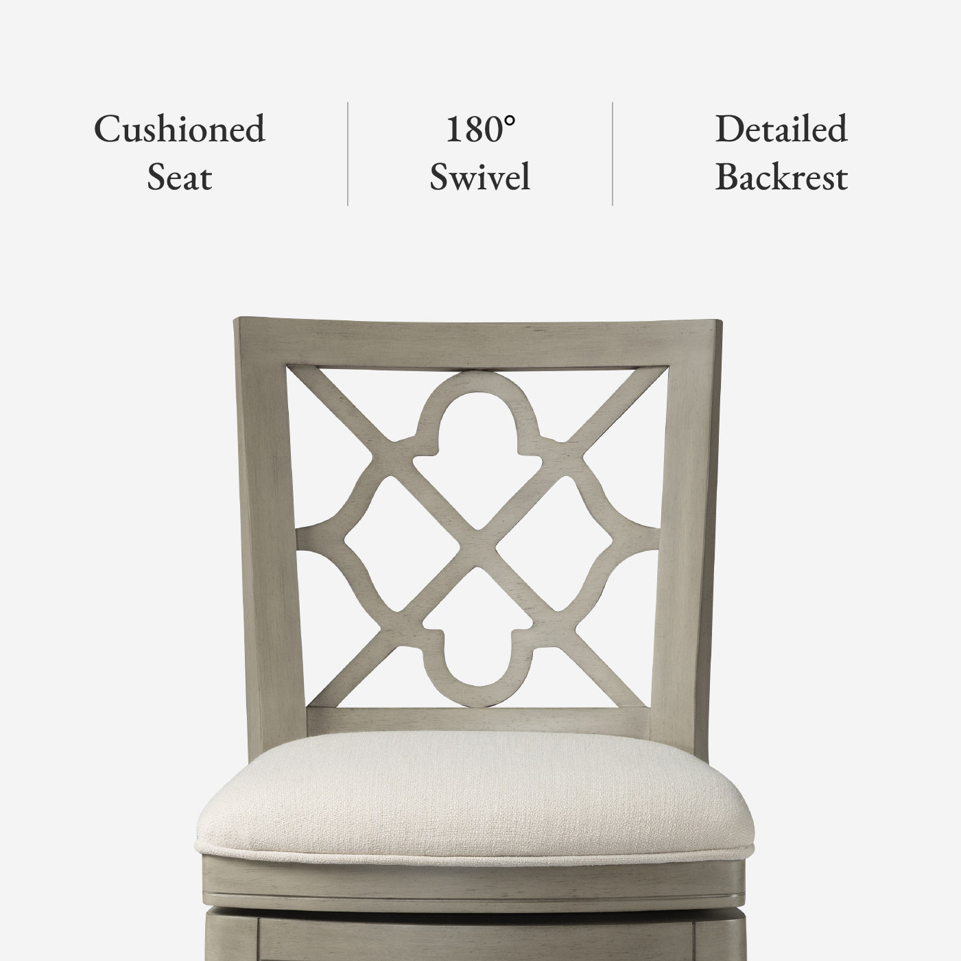 26" Highland Counter Stool in Grey Finish and Beige Fabric in by Maven Lane