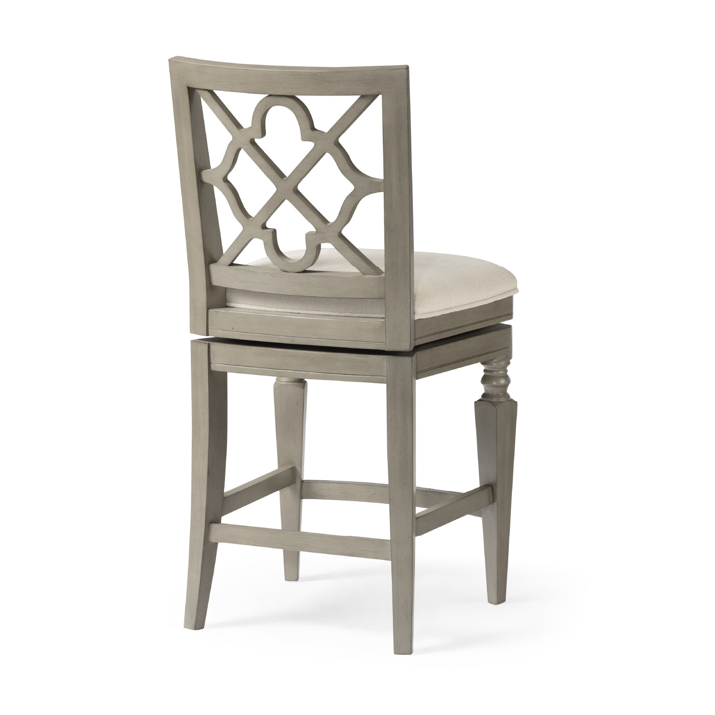 26" Highland Counter Stool in Grey Finish and Beige Fabric in by Maven Lane
