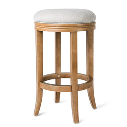 Eva Counter Stool in Light Brown Finish and Natural Fabric
