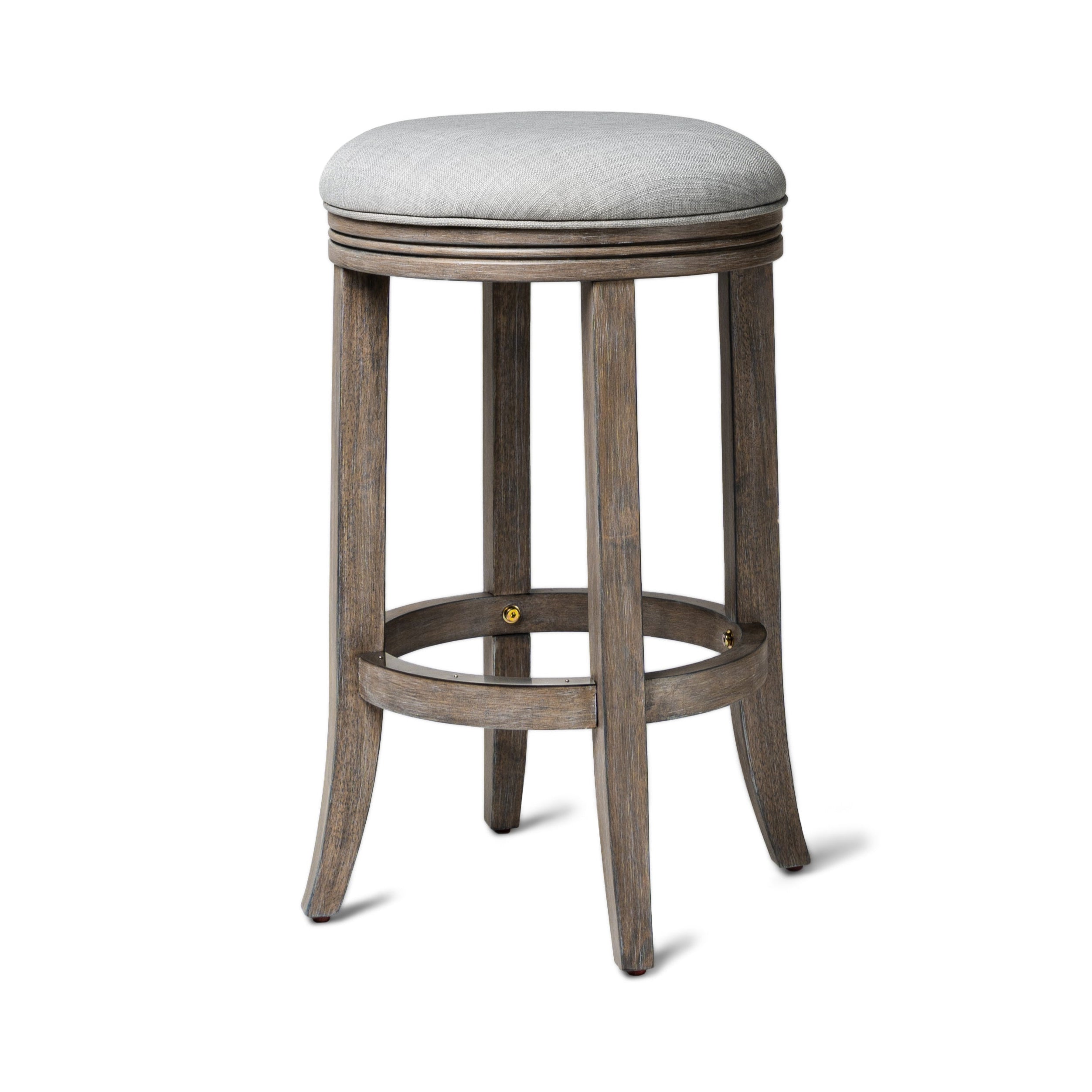 26" Eva Counter Height Kitchen Stool - Reclaimed Oak Finish with Ash Grey Fabric Upholstery in Stools by Maven Lane