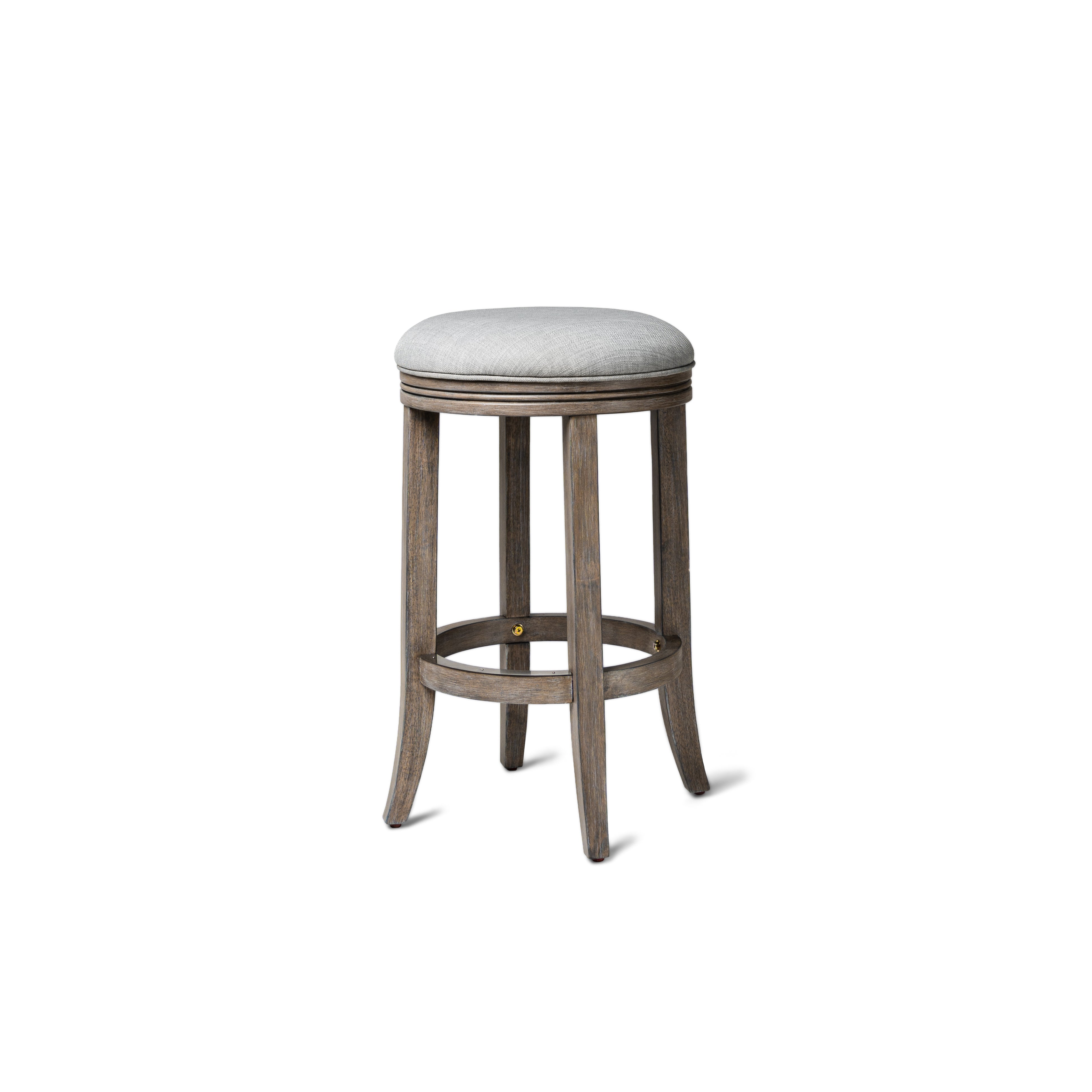26" Eva Counter Height Kitchen Stool - Reclaimed Oak Finish with Ash Grey Fabric Upholstery in Stools by Maven Lane