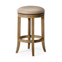 Eva Counter Stool in Brown Finish and Beige Faux Leather