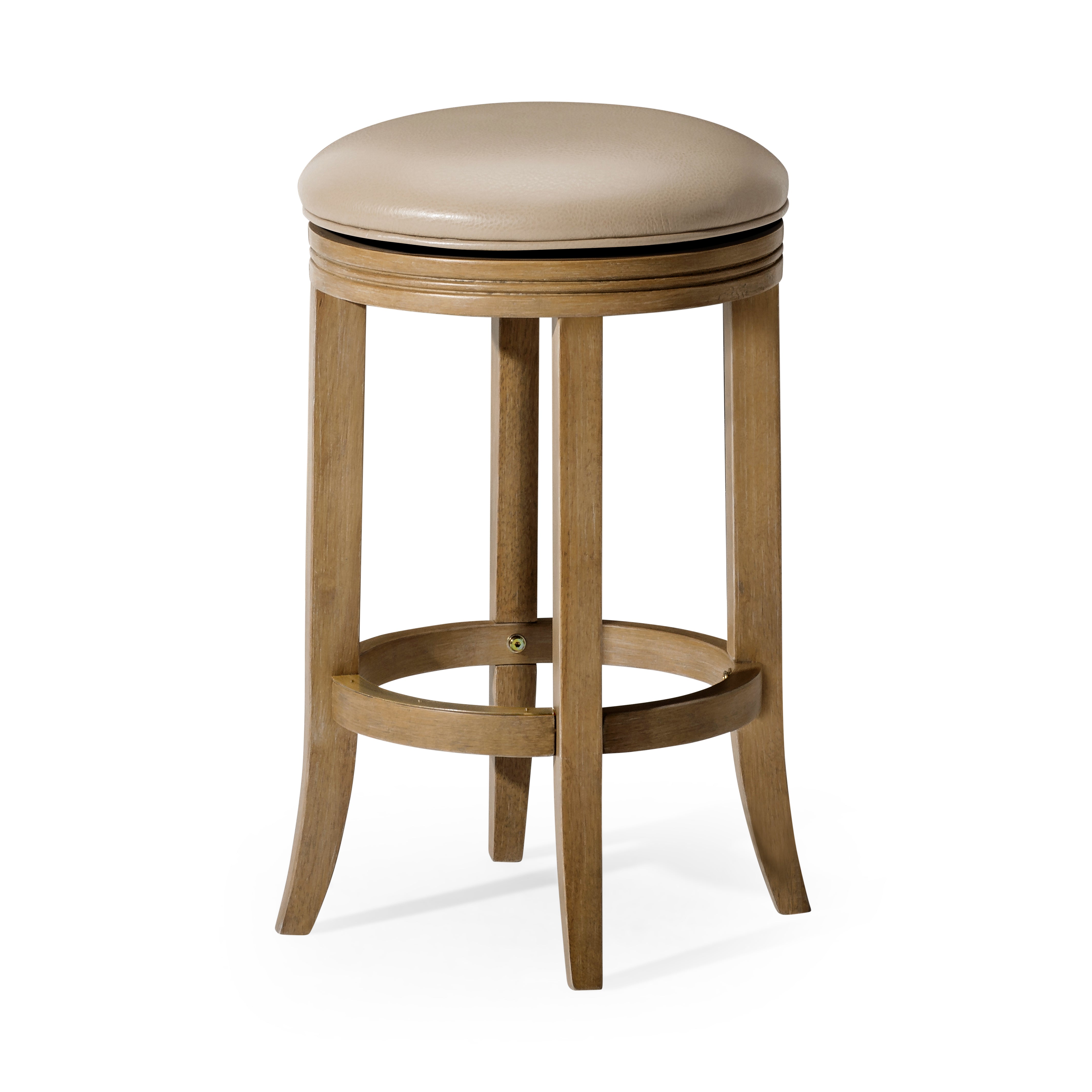 26" Eva Counter Height Kitchen Stool - Weathered Oak Finish with Avanti Bone Vegan Leather