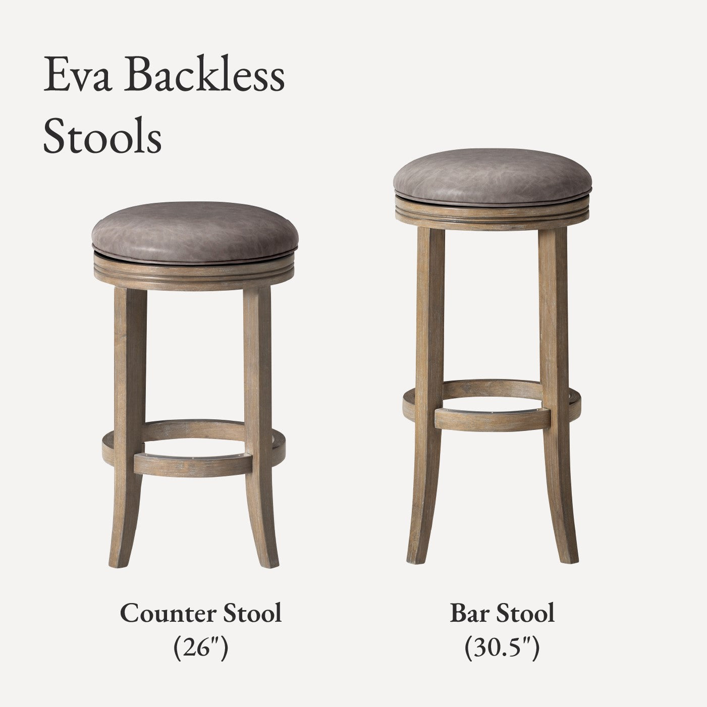 Eva Counter Stool in Grey Finish and Grey Faux Leather in Stools by Maven Lane
