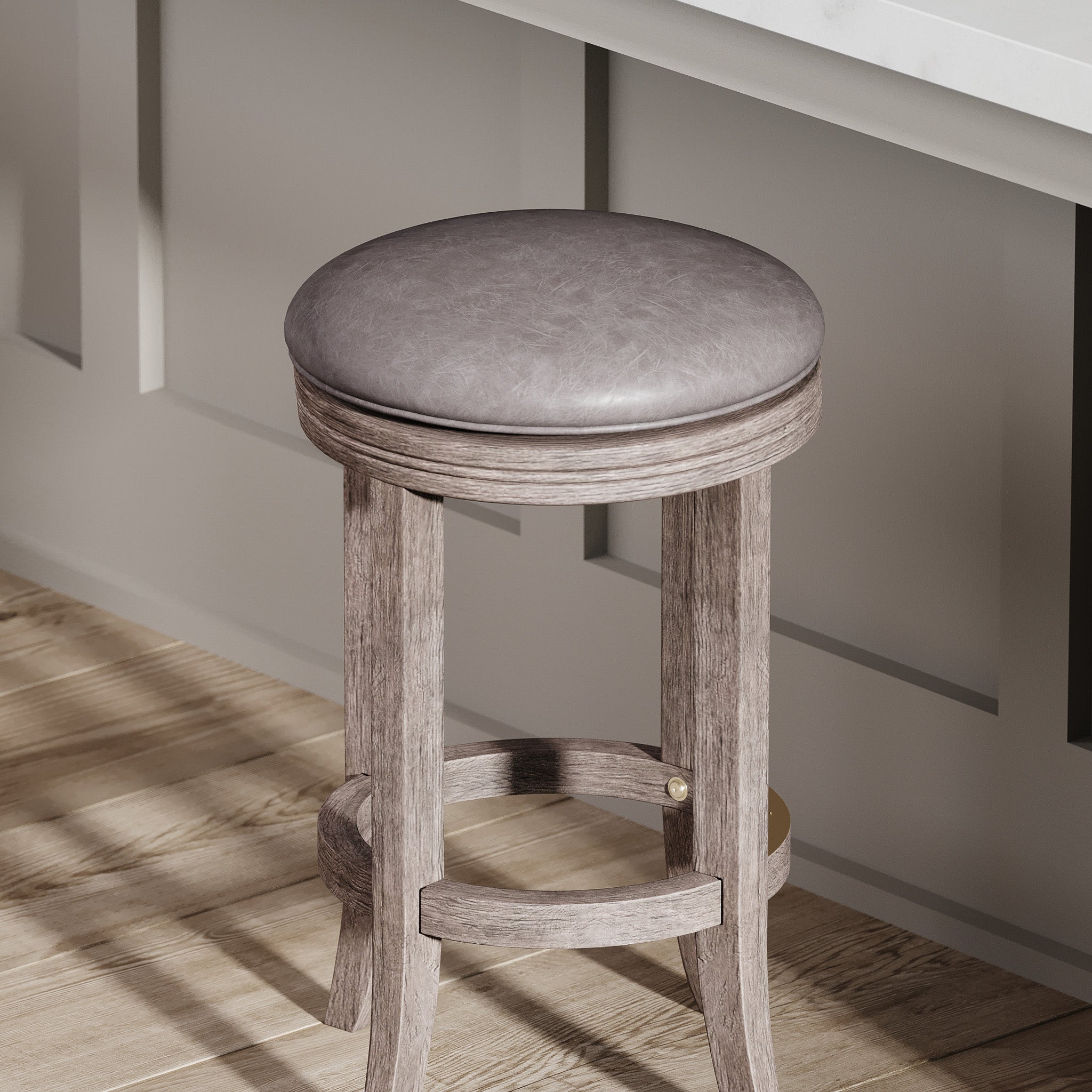 Eva Counter Stool in Reclaimed Oak Finish with Ronan Stone Vegan Leather in Stools by Maven Lane