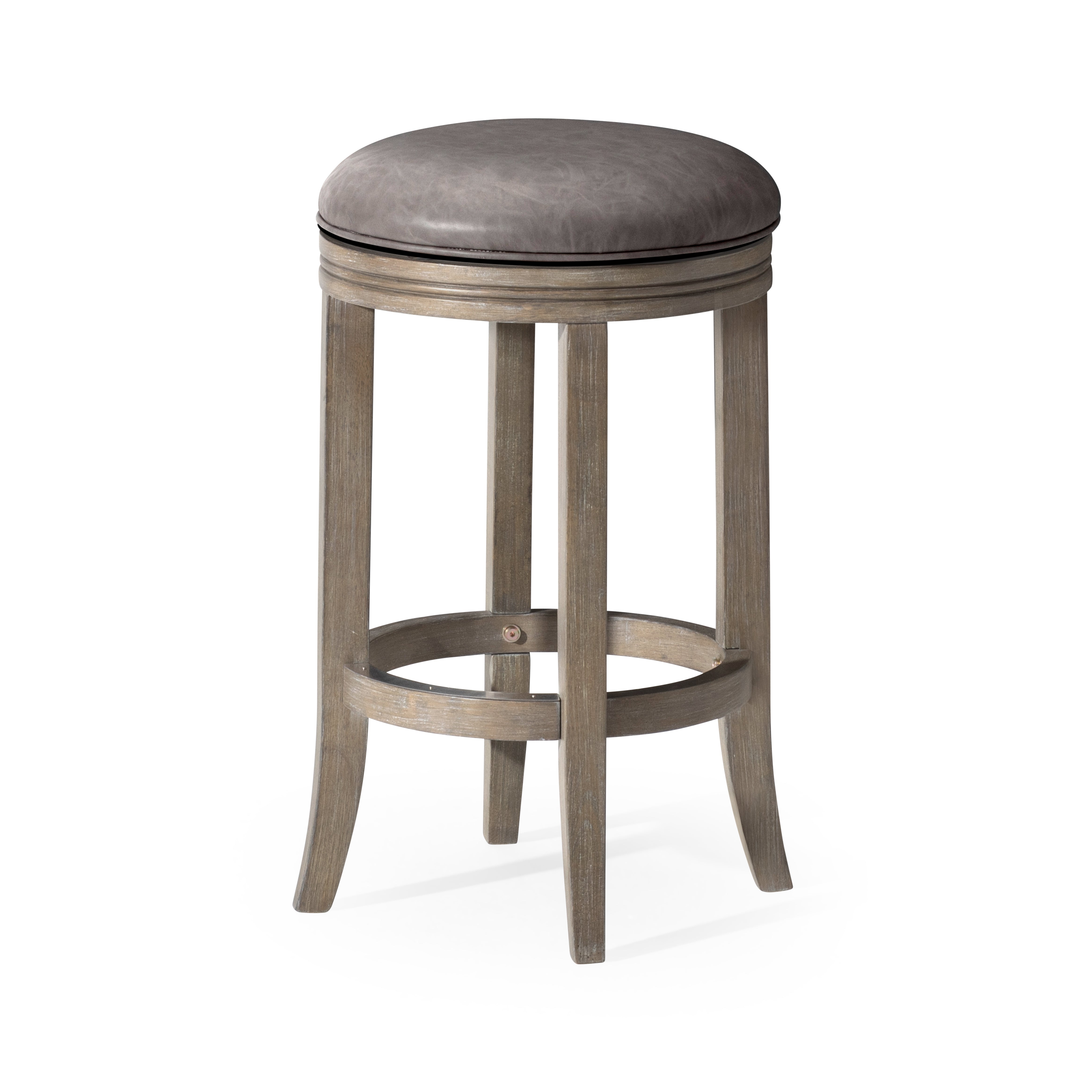 26" Eva Counter Height Kitchen Stool - Reclaimed Oak Finish with Ronan Stone Vegan Leather in Stools by Maven Lane