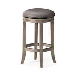 Eva Counter Stool in Grey Finish and Grey Faux Leather