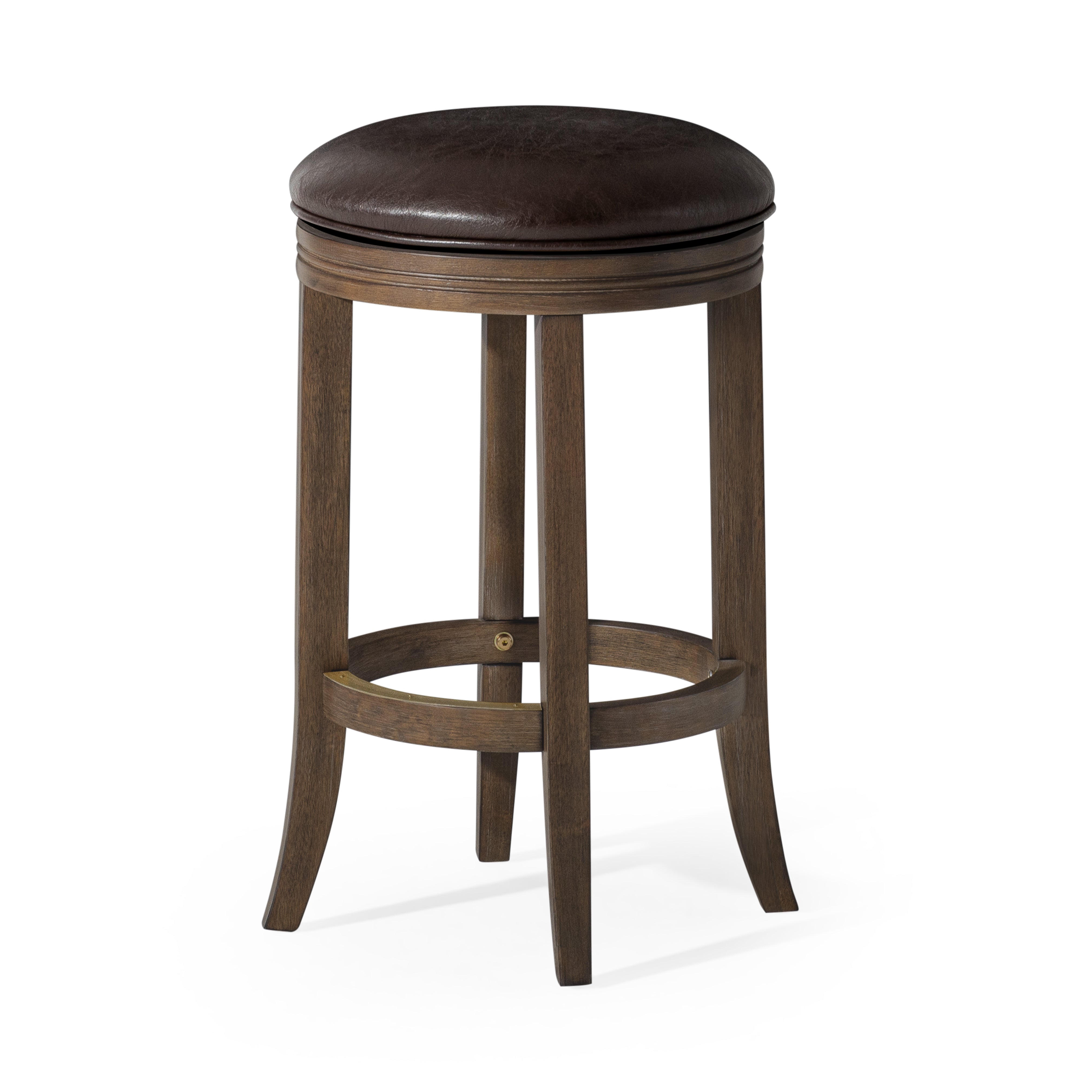 26" Eva Counter Height Kitchen Stool - Walnut Finish with Marksman Saddle Vegan Leather in Stools by Maven Lane