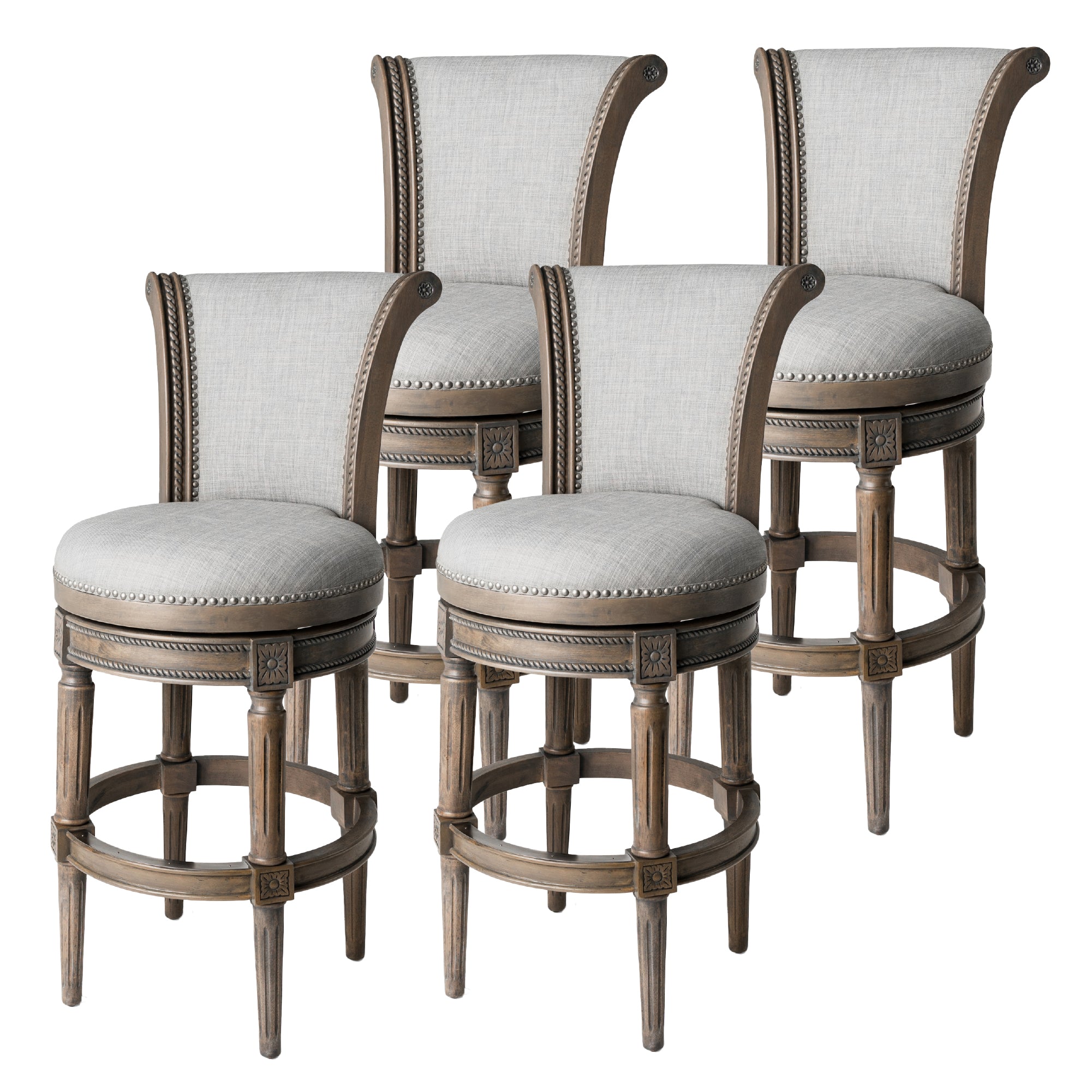 31" Pullman Bar Stool in Grey Finish with Grey Fabric (Set of 4) in Stools by Maven Lane